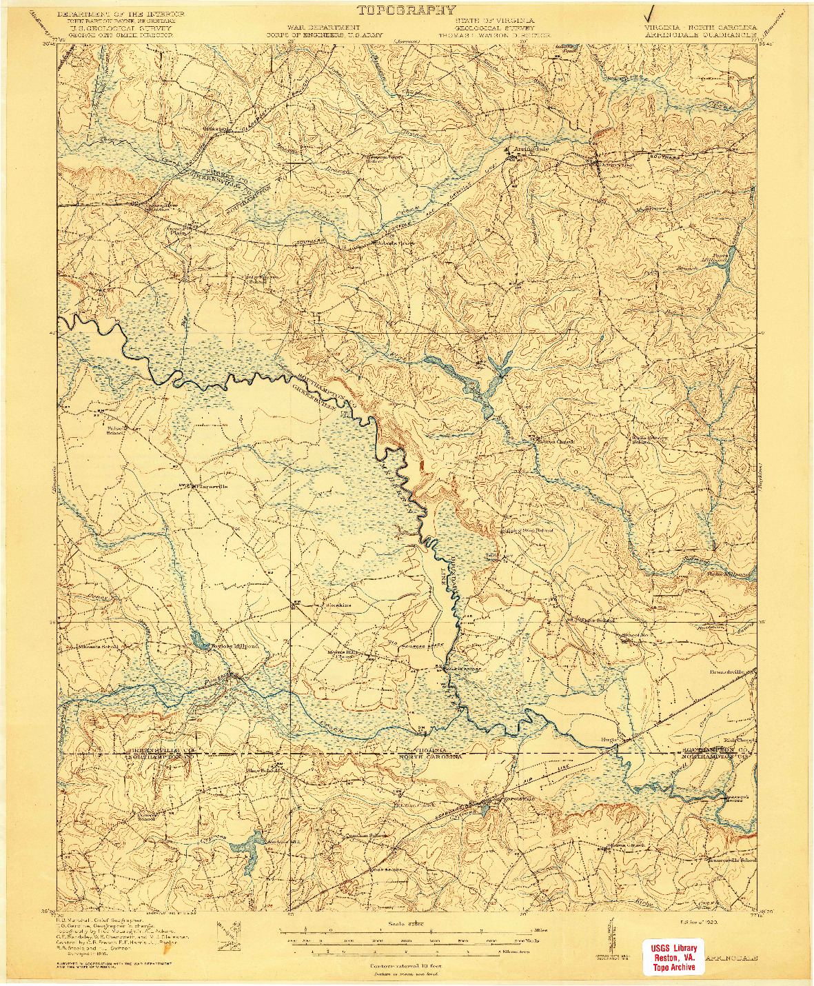 USGS 1:62500-SCALE QUADRANGLE FOR ARRINGDALE, VA 1920