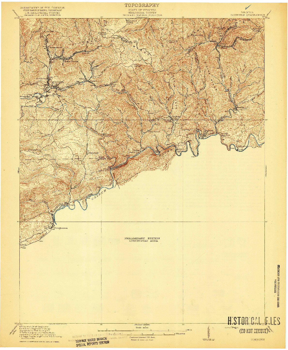 USGS 1:62500-SCALE QUADRANGLE FOR COEBURN, VA 1920