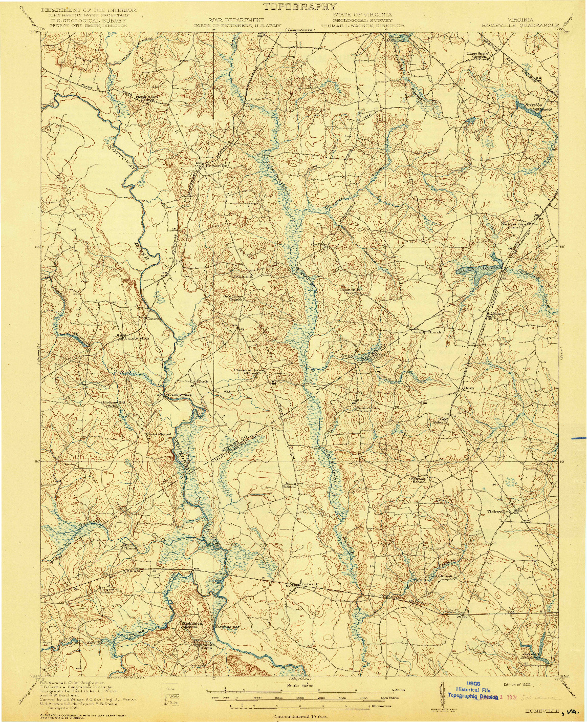 USGS 1:62500-SCALE QUADRANGLE FOR HOMEVILLE, VA 1920