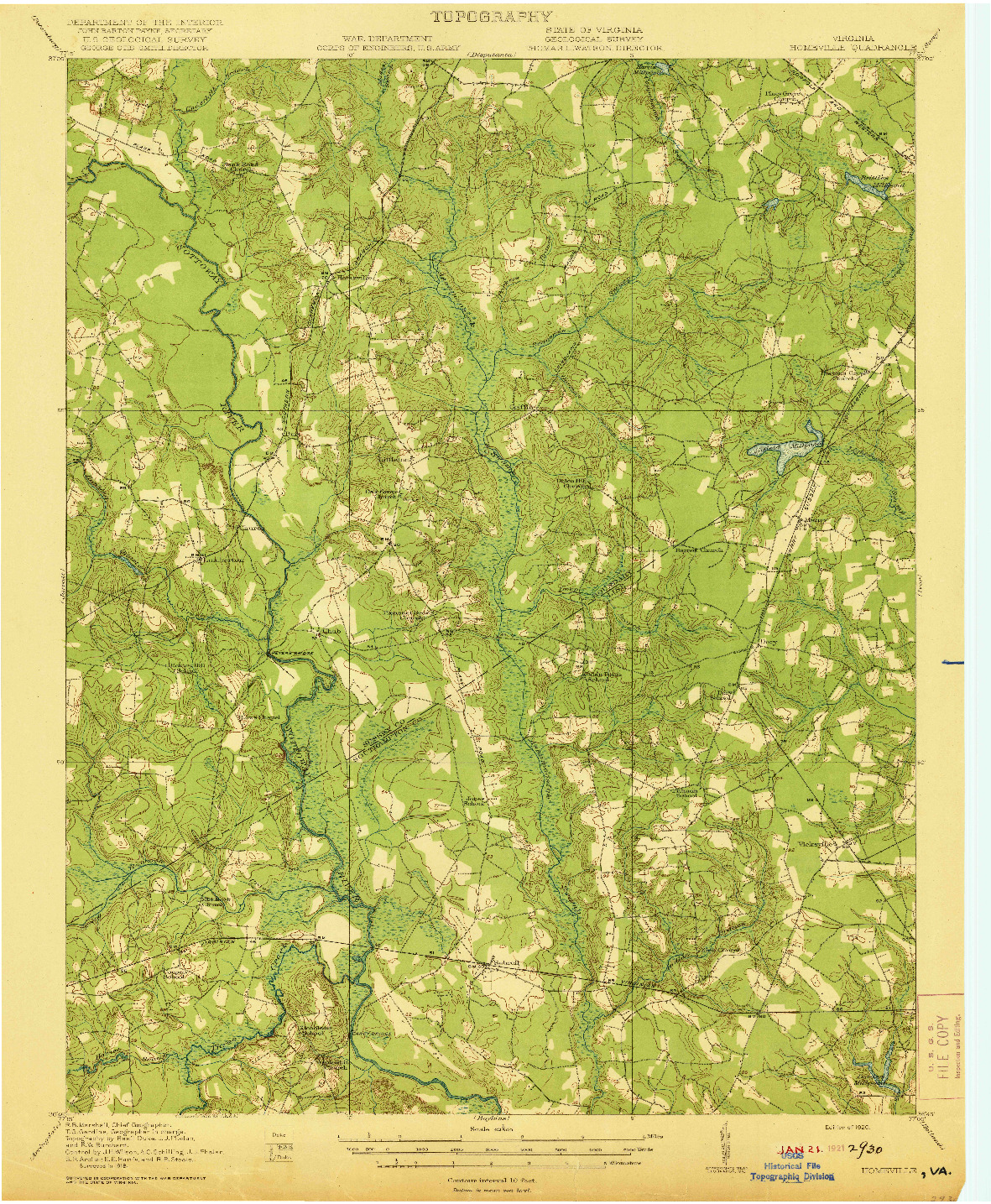 USGS 1:62500-SCALE QUADRANGLE FOR HOMEVILLE, VA 1920