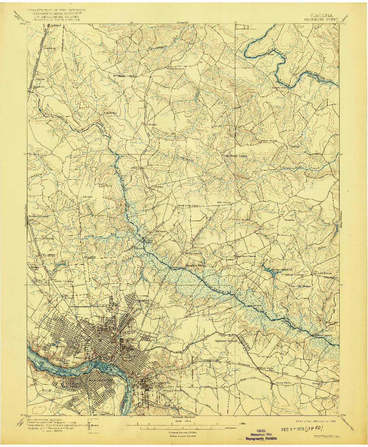 USGS 1:62500-SCALE QUADRANGLE FOR RICHMOND, VA 1895