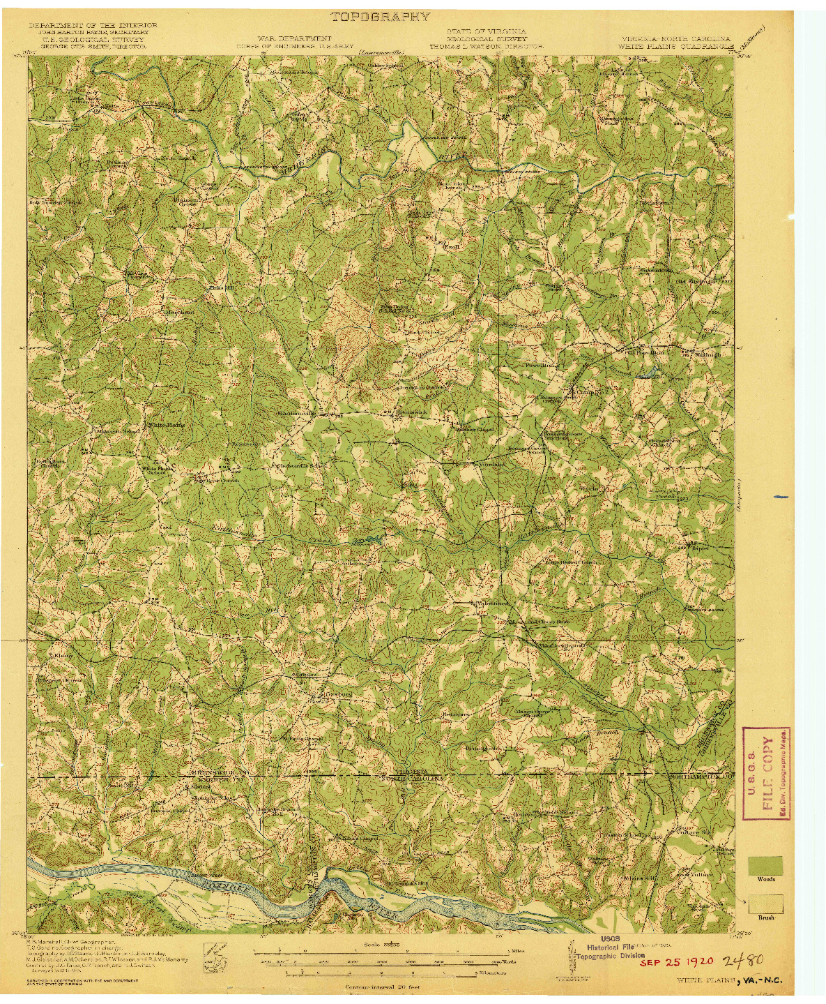 USGS 1:62500-SCALE QUADRANGLE FOR WHITE PLAINS, VA 1920