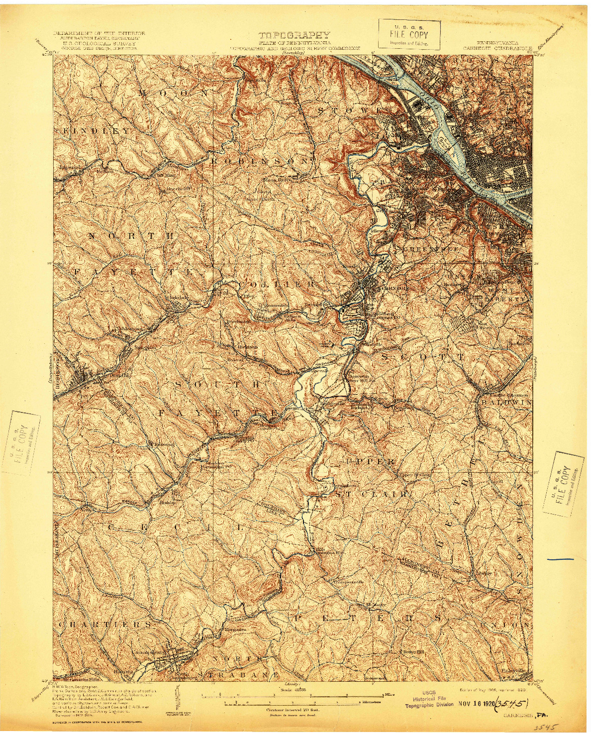 USGS 1:62500-SCALE QUADRANGLE FOR CARNEGIE, PA 1906