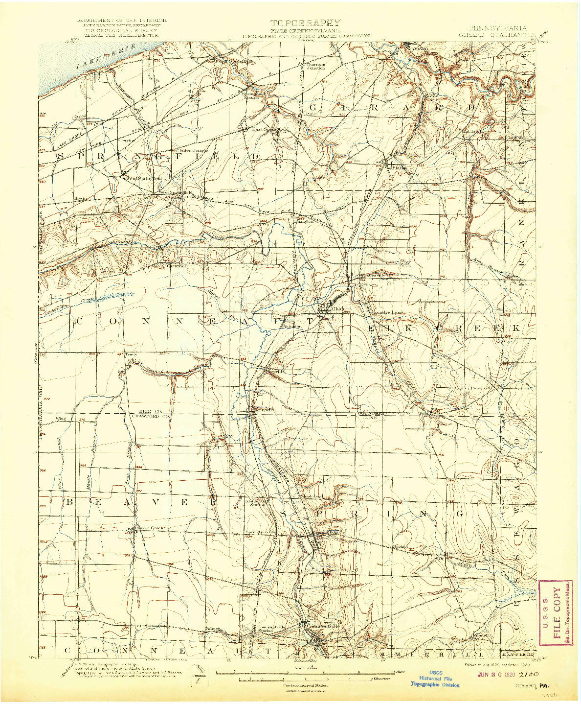 USGS 1:62500-SCALE QUADRANGLE FOR GIRARD, PA 1900