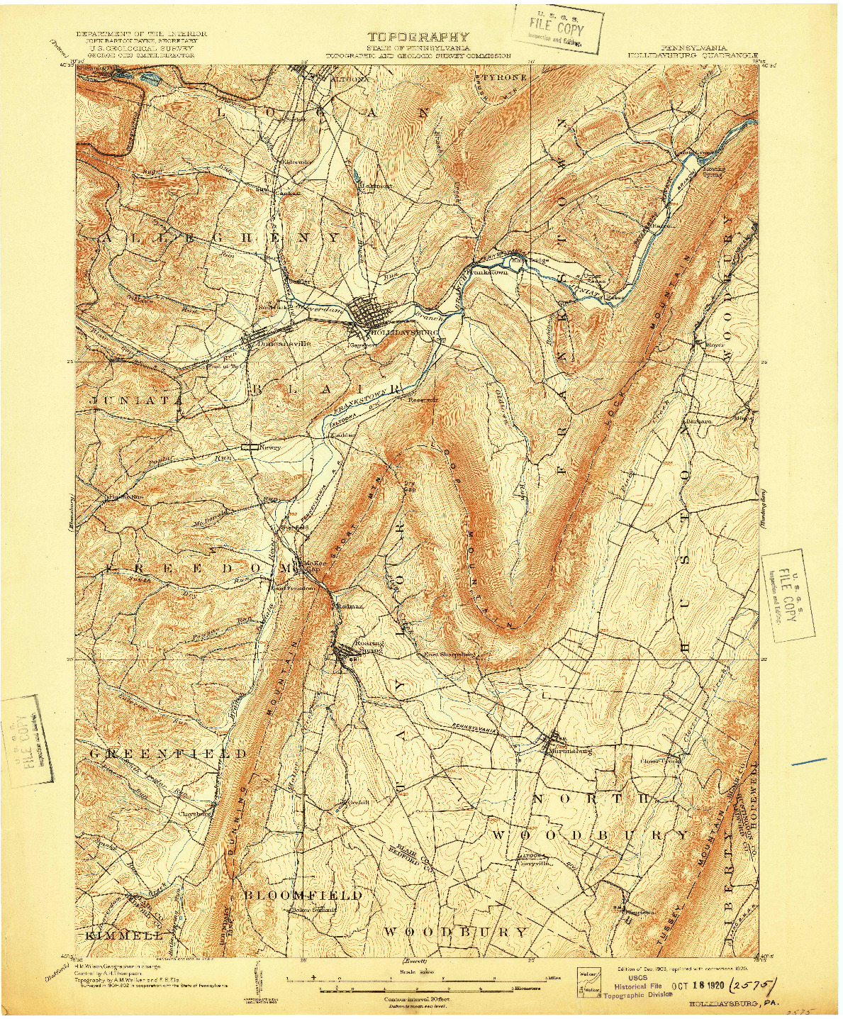 USGS 1:62500-SCALE QUADRANGLE FOR HOLLIDAYSBURG, PA 1903