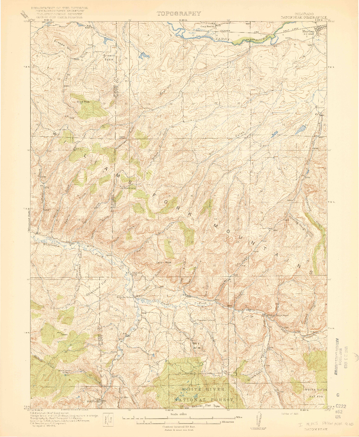 USGS 1:62500-SCALE QUADRANGLE FOR DATON PEAK, CO 1920