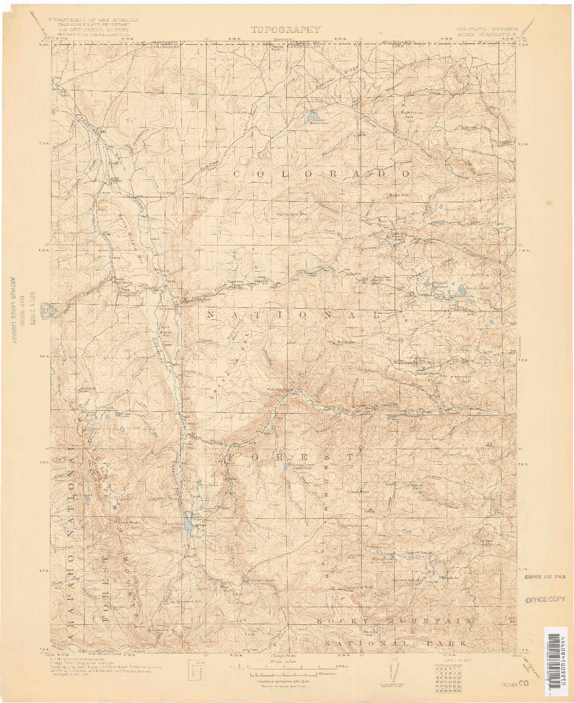 USGS 1:125000-SCALE QUADRANGLE FOR HOME, CO 1920