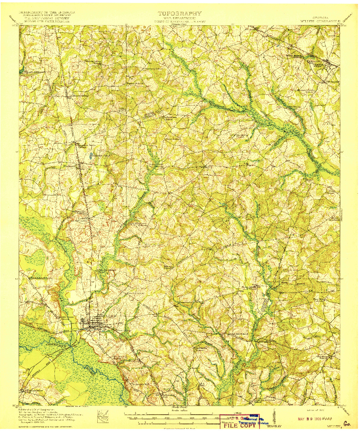 USGS 1:62500-SCALE QUADRANGLE FOR MILLEN, GA 1920