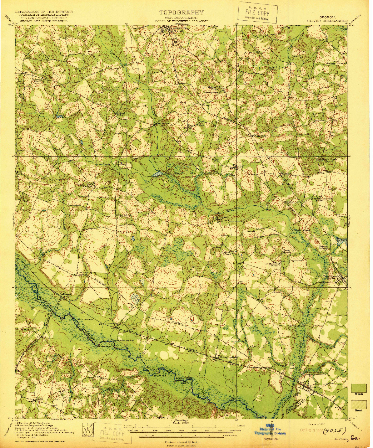 USGS 1:62500-SCALE QUADRANGLE FOR OLIVER, GA 1920