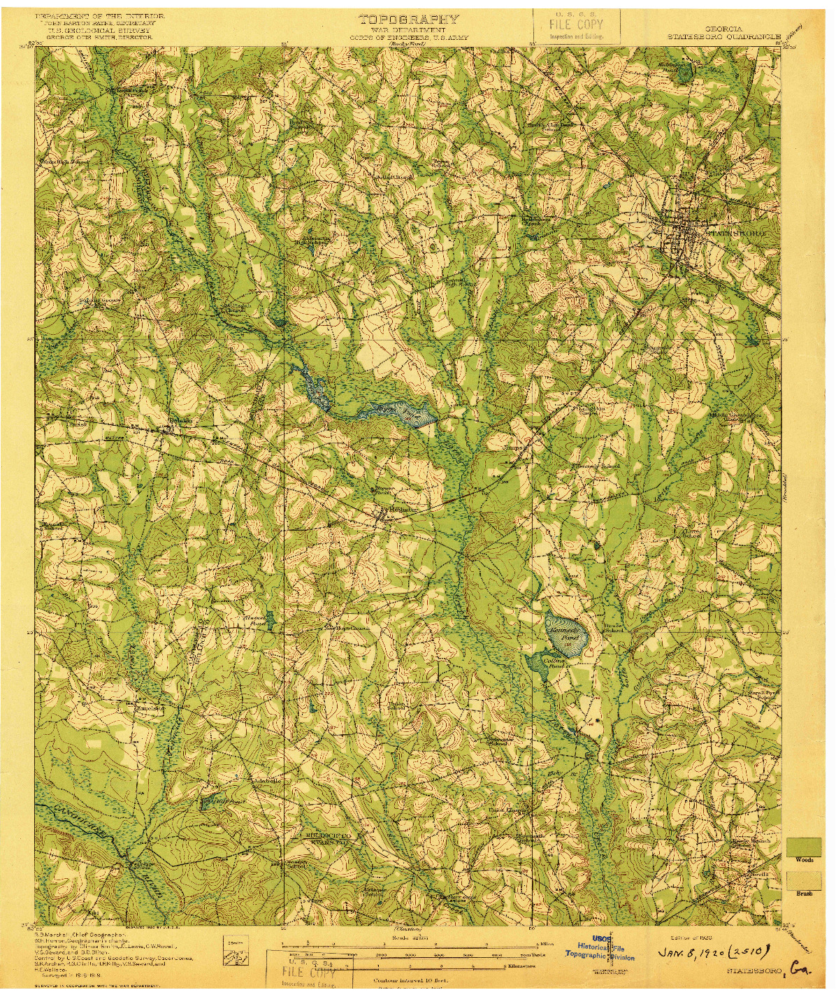 USGS 1:62500-SCALE QUADRANGLE FOR STATESBORO, GA 1920