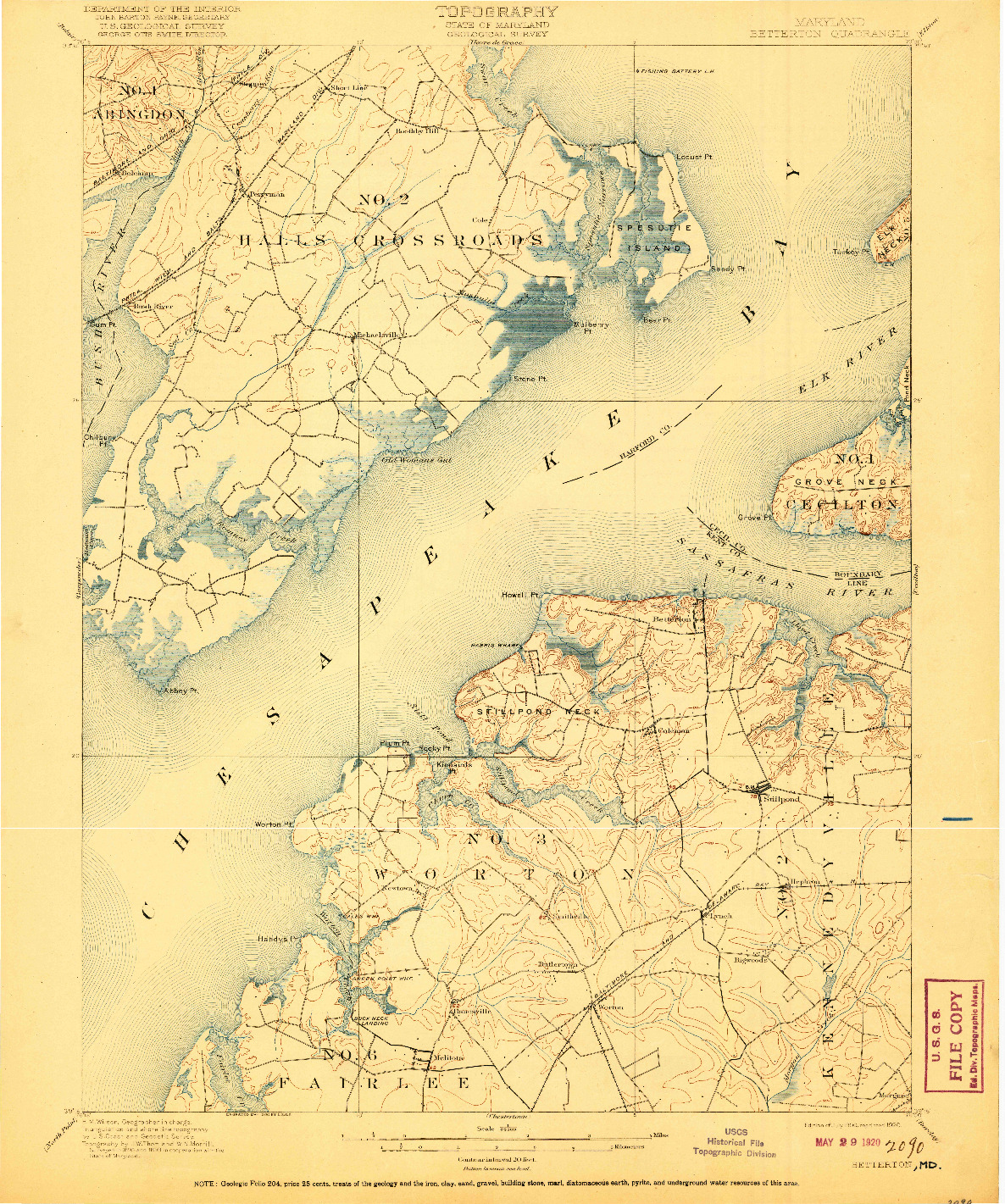 USGS 1:62500-SCALE QUADRANGLE FOR BETTERTON, MD 1900