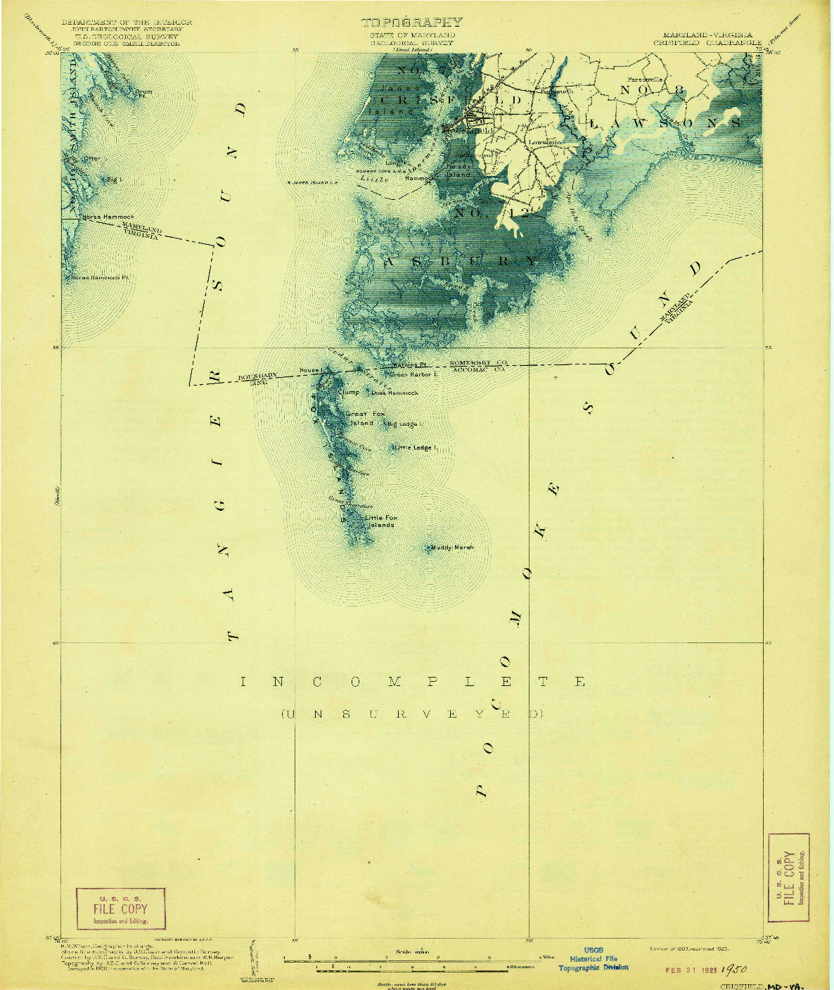 USGS 1:62500-SCALE QUADRANGLE FOR CRISFIELD, MD 1903