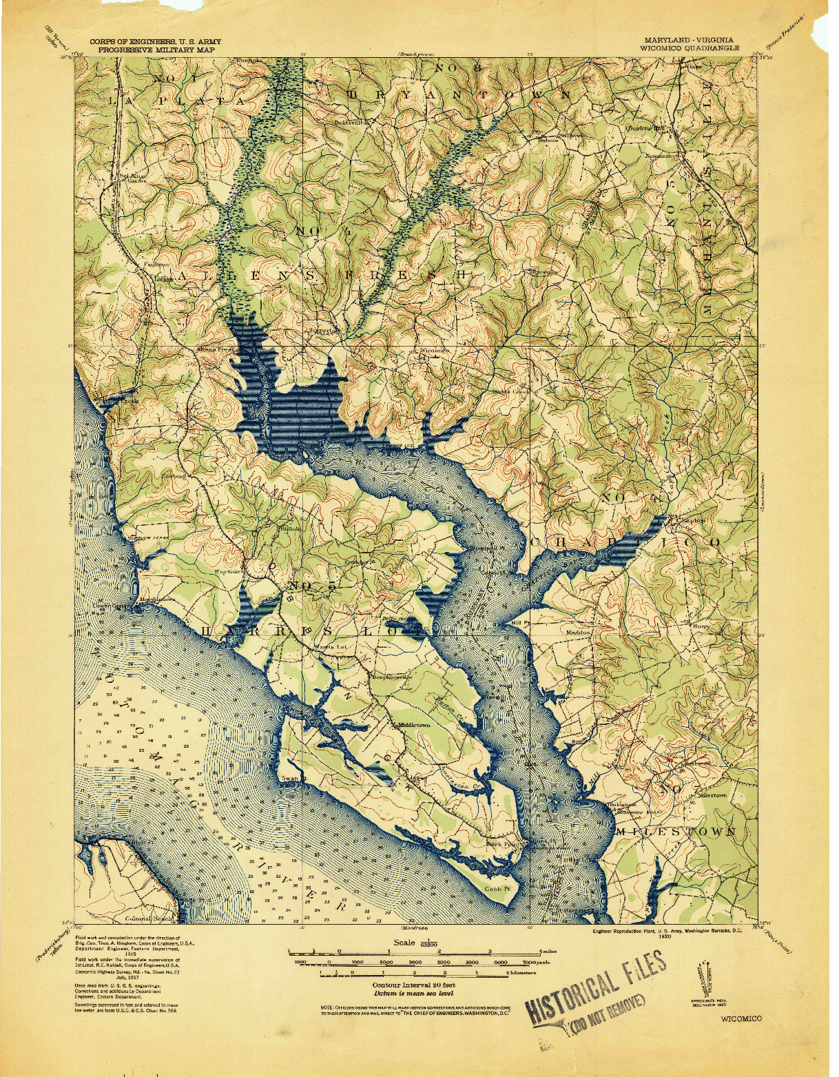 USGS 1:62500-SCALE QUADRANGLE FOR WICOMICO, MD 1920