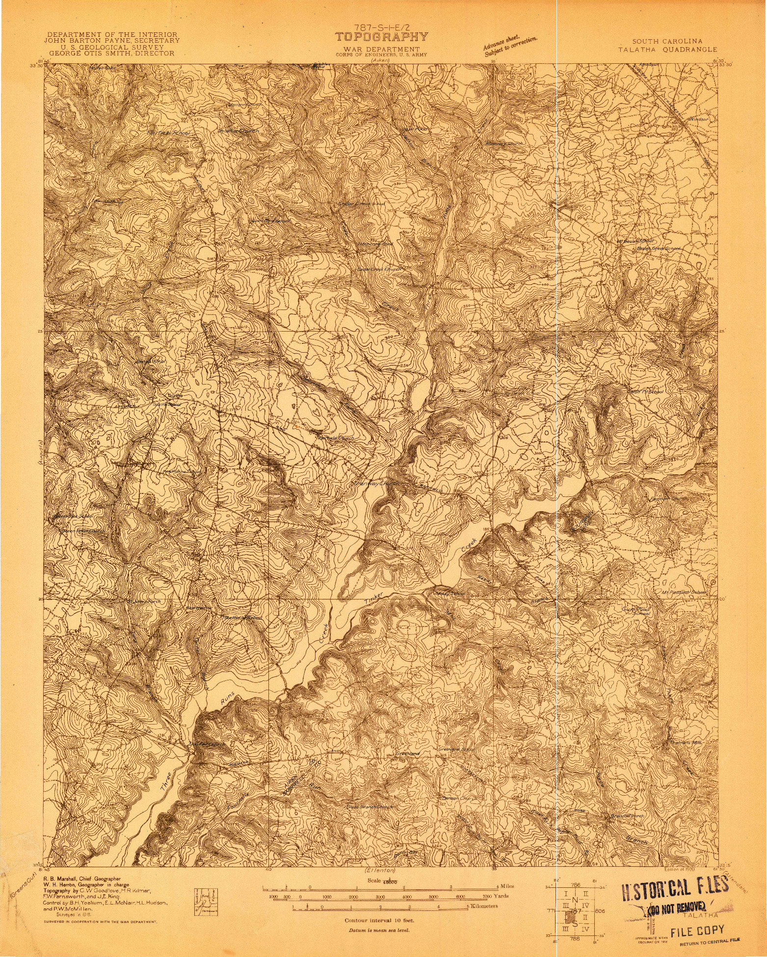 USGS 1:48000-SCALE QUADRANGLE FOR TALATHA, SC 1920