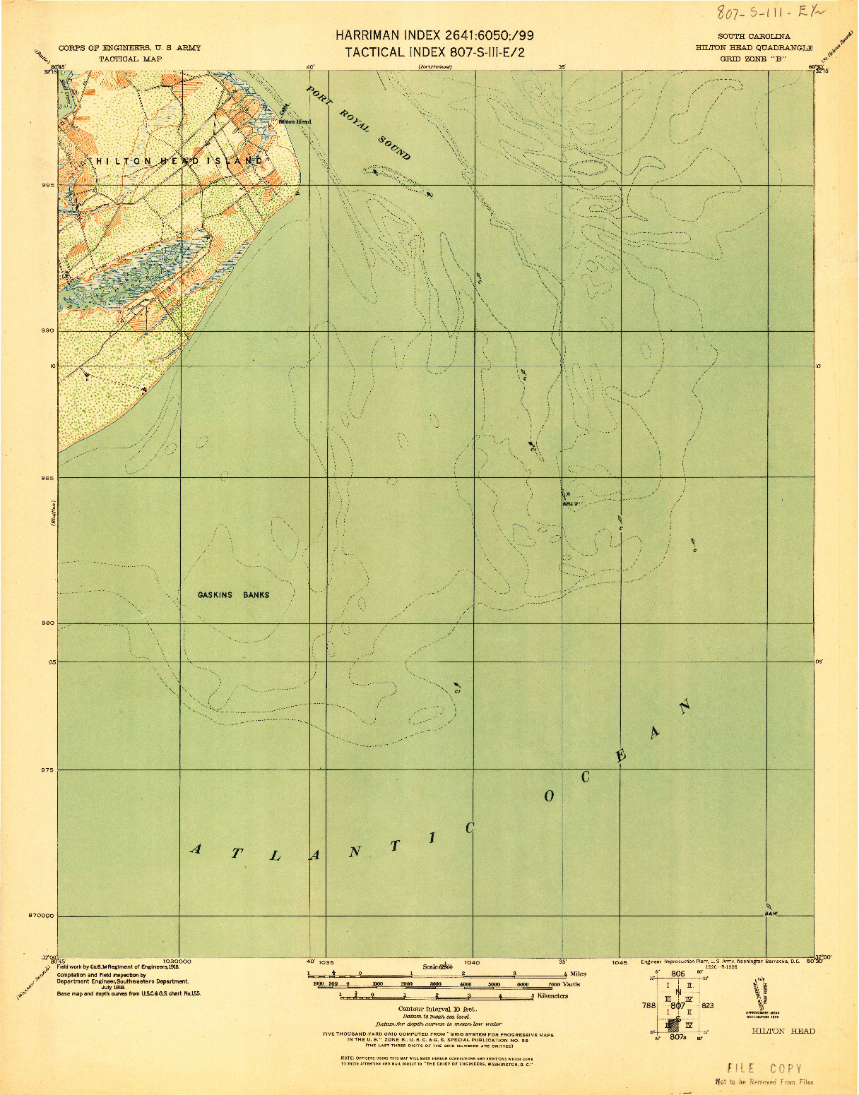 USGS 1:62500-SCALE QUADRANGLE FOR HILTON HEAD, SC 1920