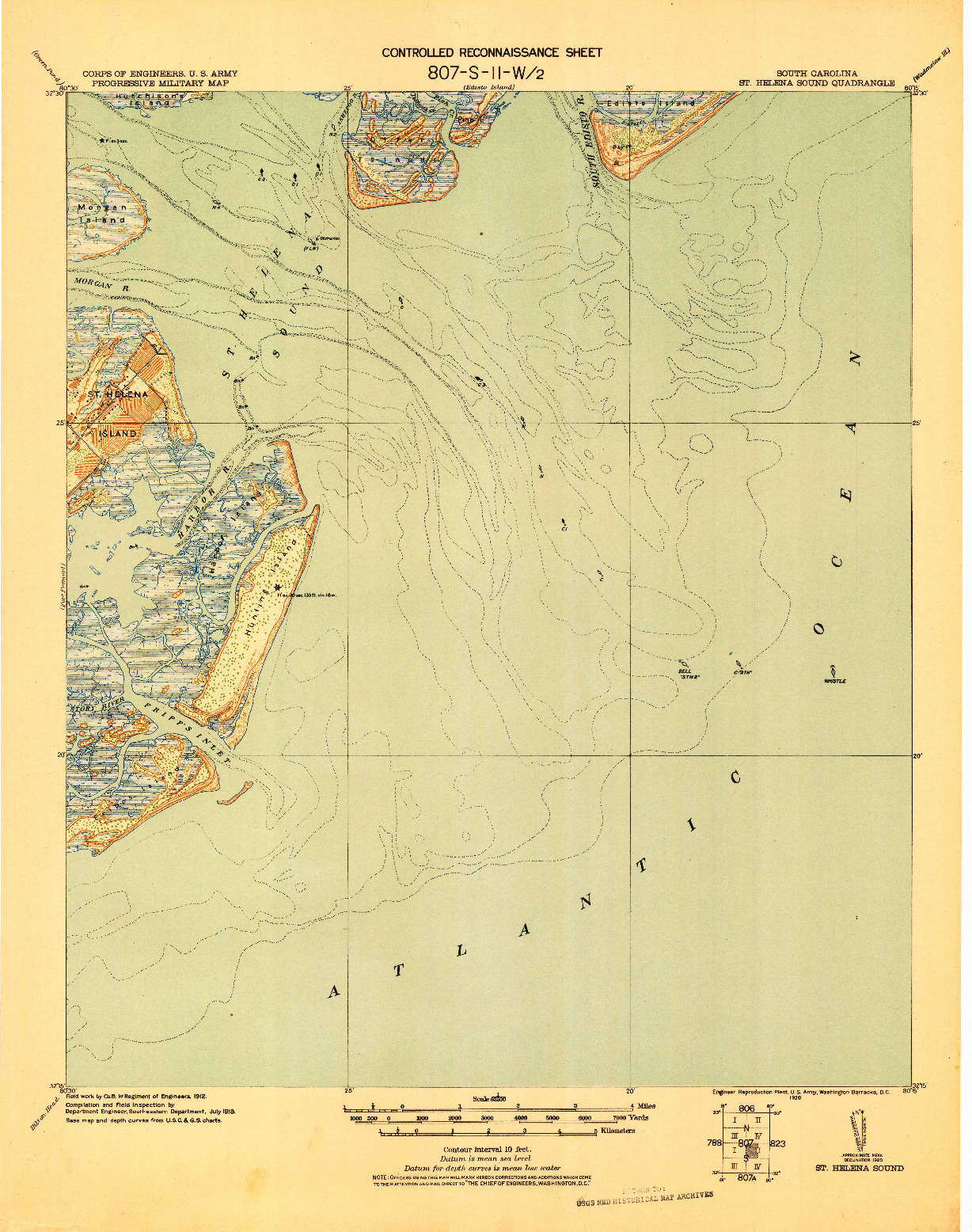 USGS 1:62500-SCALE QUADRANGLE FOR ST. HELENA SOUND, SC 1920