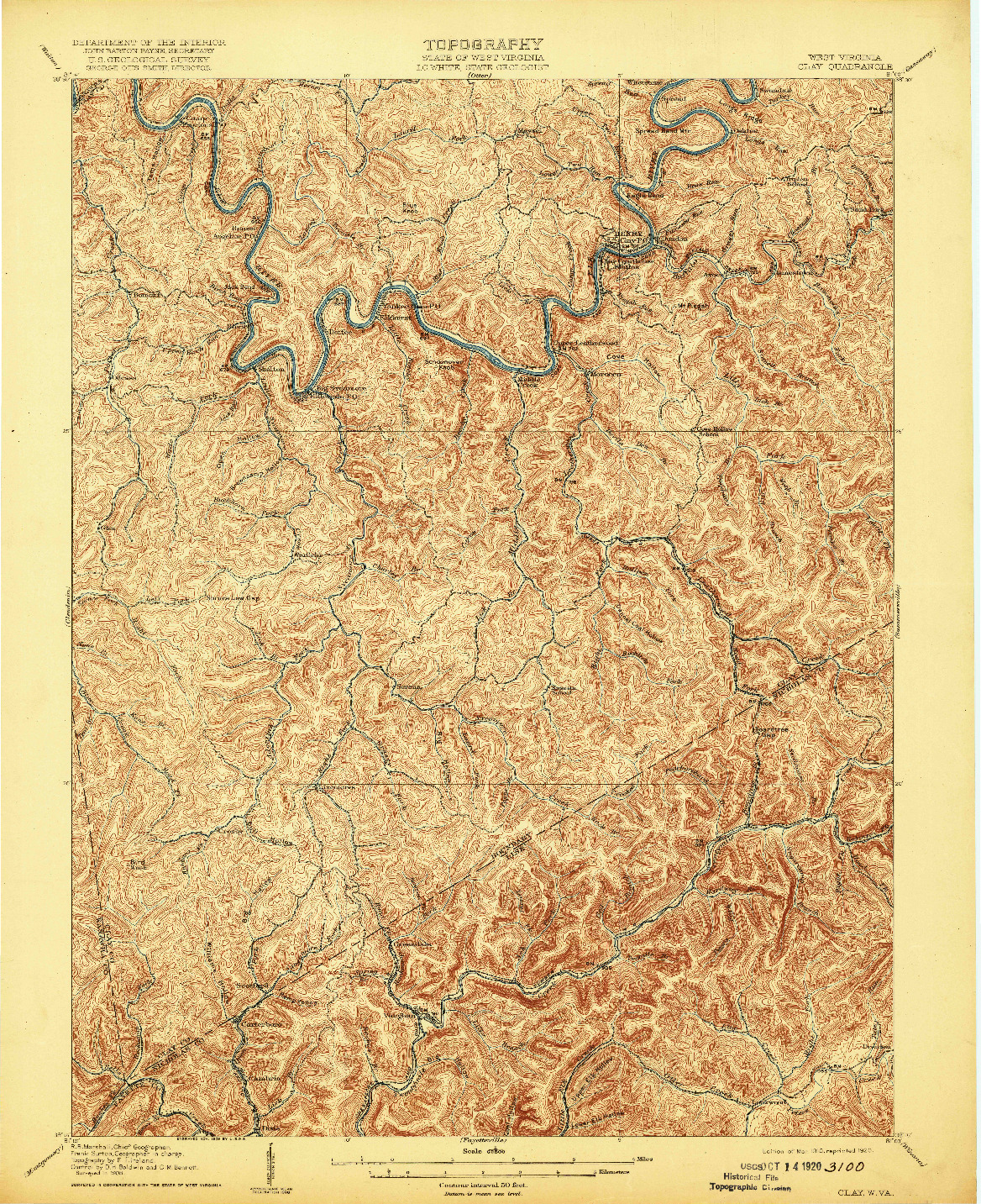 USGS 1:62500-SCALE QUADRANGLE FOR CLARKSBURG, WV 1910