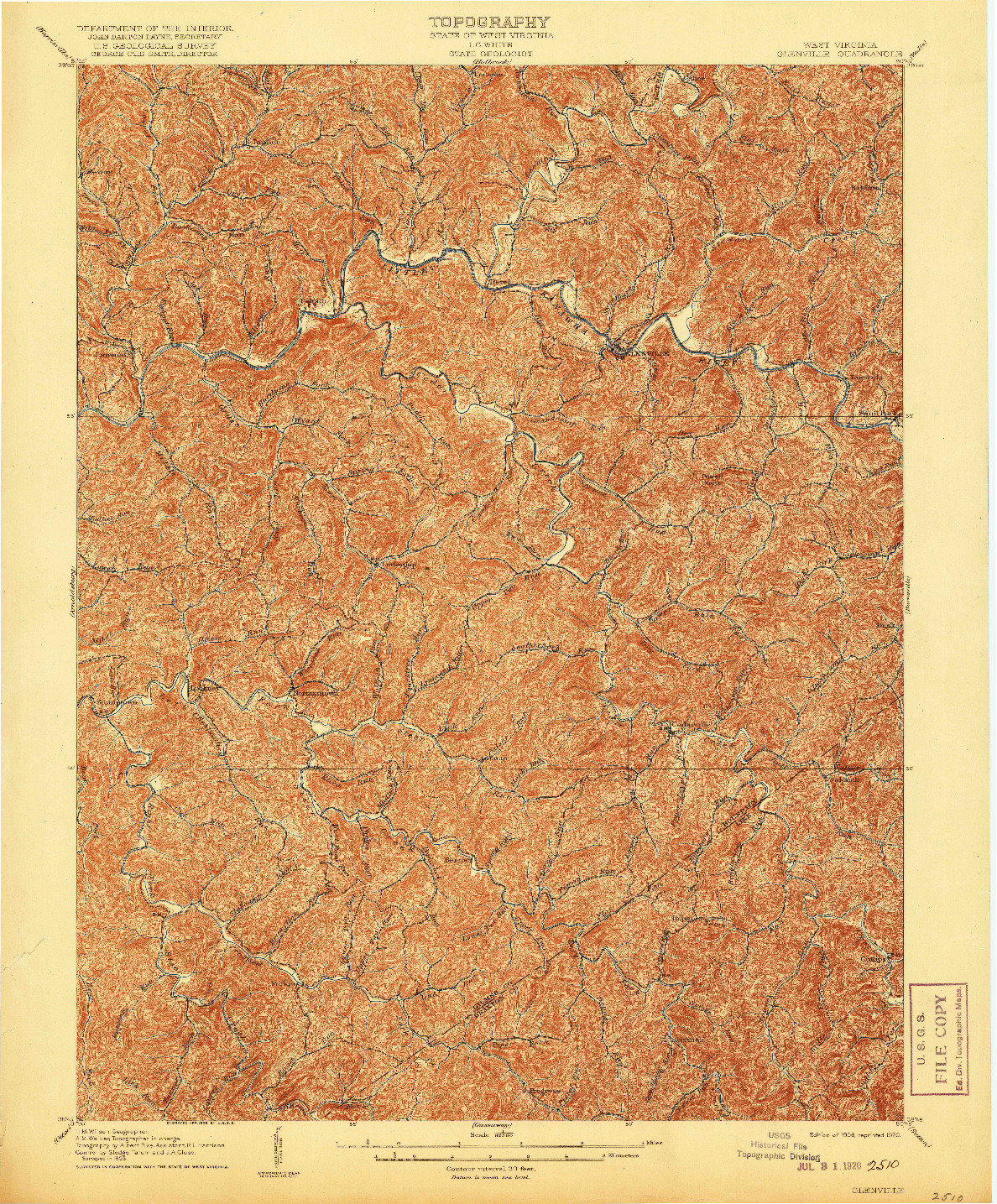 USGS 1:62500-SCALE QUADRANGLE FOR GLENVILLE, WV 1906