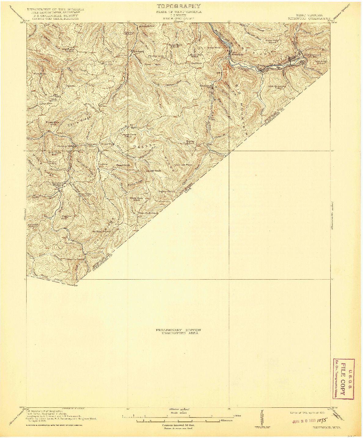 USGS 1:62500-SCALE QUADRANGLE FOR RICHWOOD, WV 1918