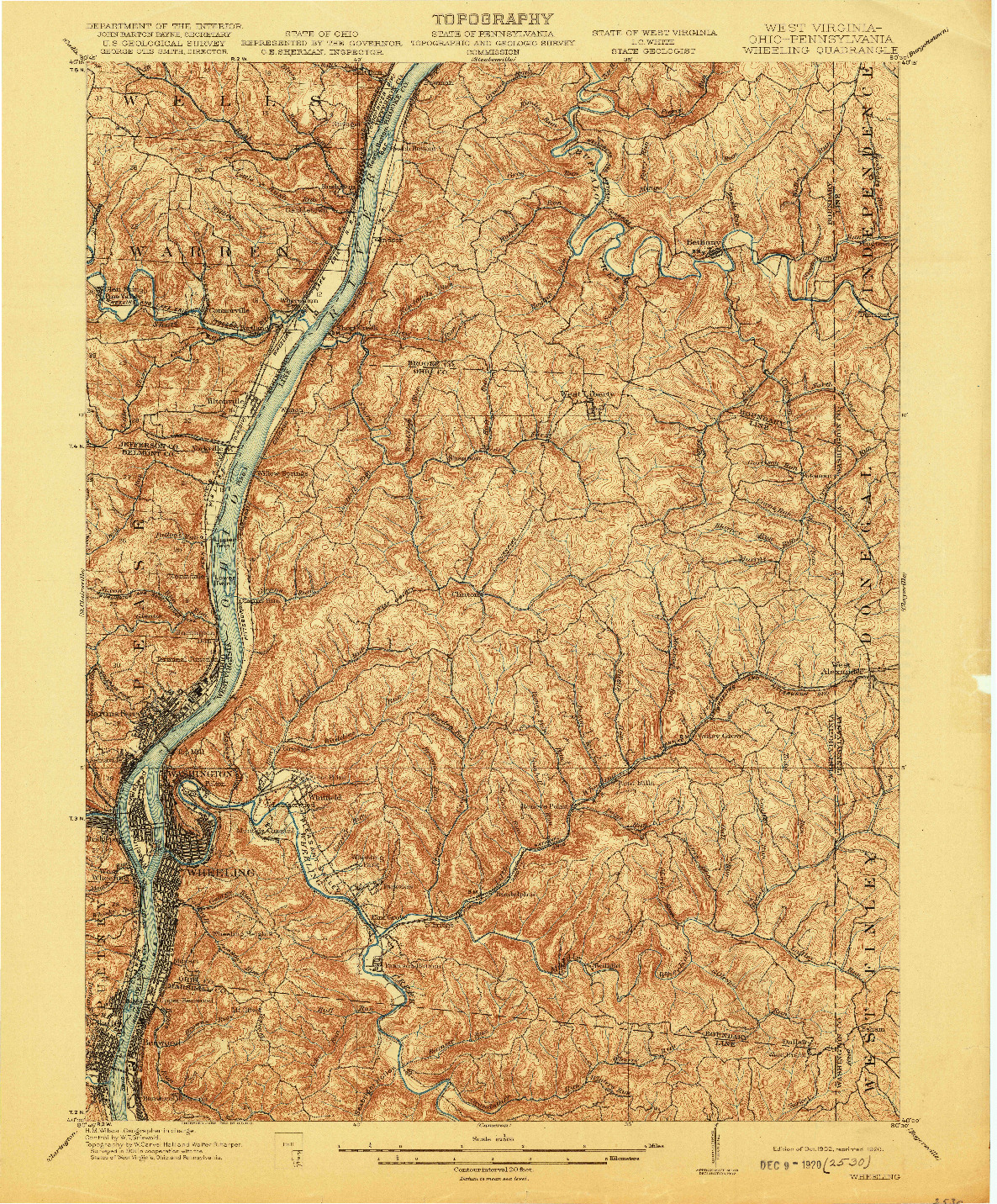 USGS 1:62500-SCALE QUADRANGLE FOR WHEELING, WV 1902