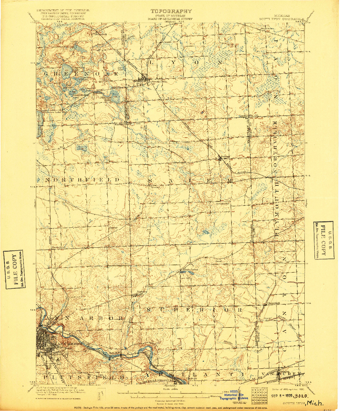 USGS 1:62500-SCALE QUADRANGLE FOR SOUTH LYON, MI 1906