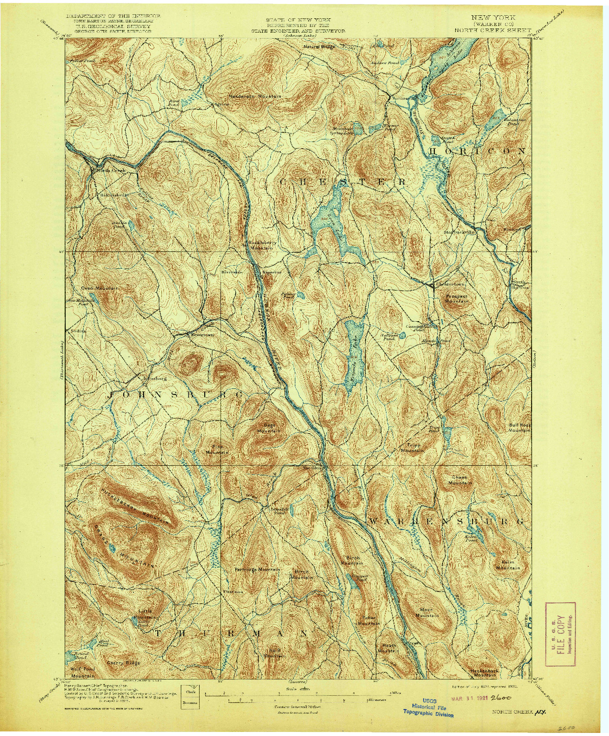 USGS 1:62500-SCALE QUADRANGLE FOR NORTH CREEK, NY 1897