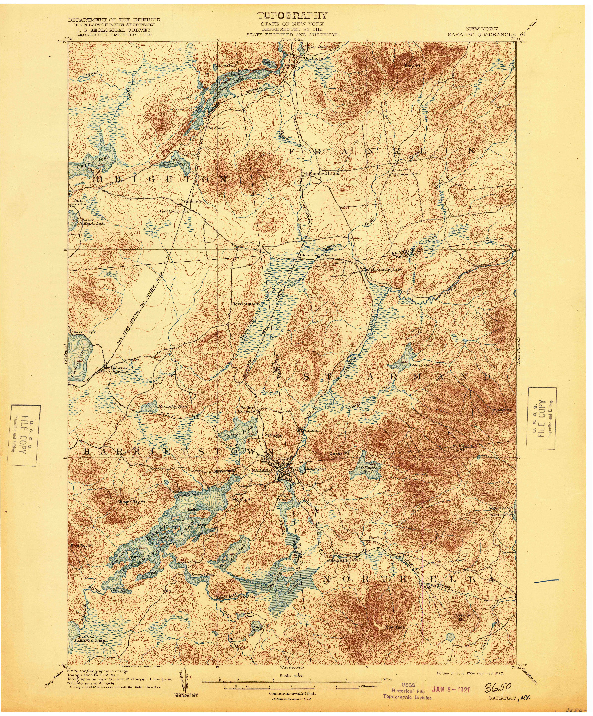 USGS 1:62500-SCALE QUADRANGLE FOR SARANAC, NY 1904