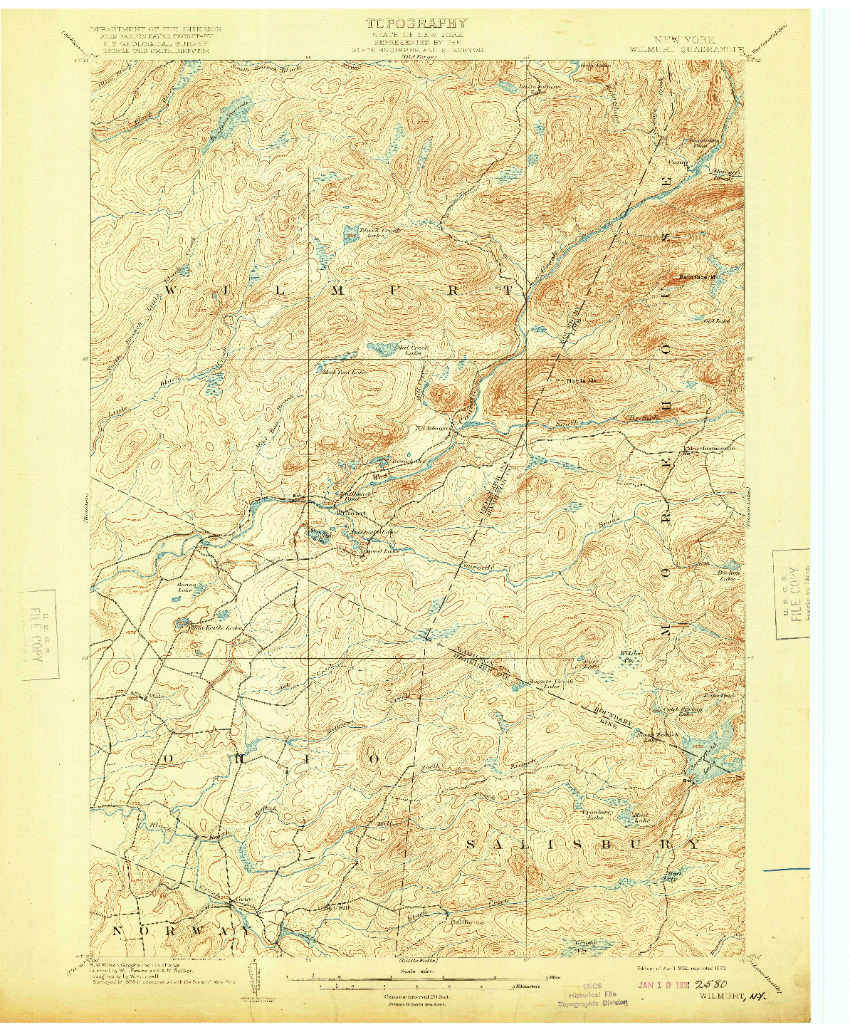 USGS 1:62500-SCALE QUADRANGLE FOR WILMURT, NY 1902