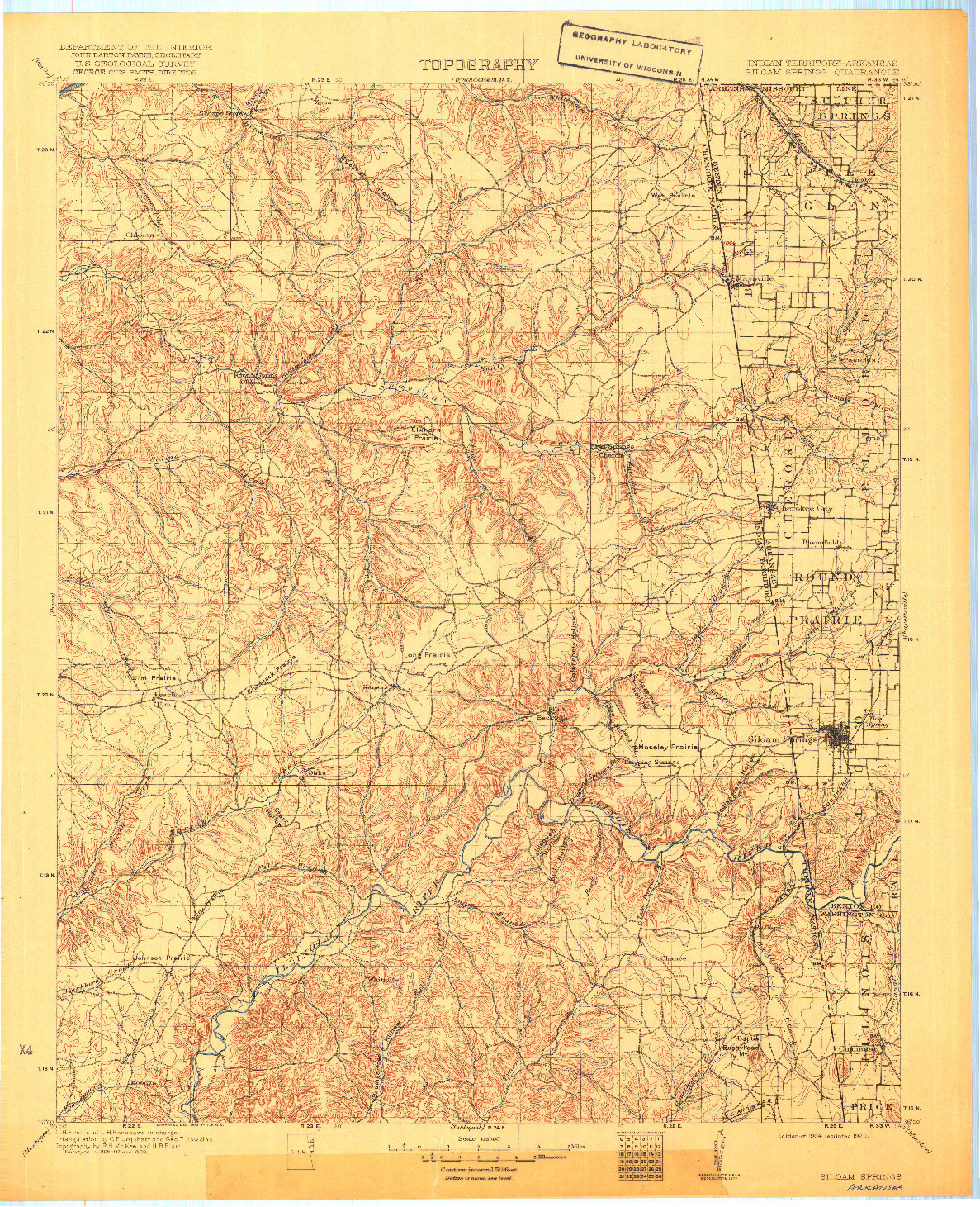 USGS 1:125000-SCALE QUADRANGLE FOR SILOAM SPRINGS, IT 1904