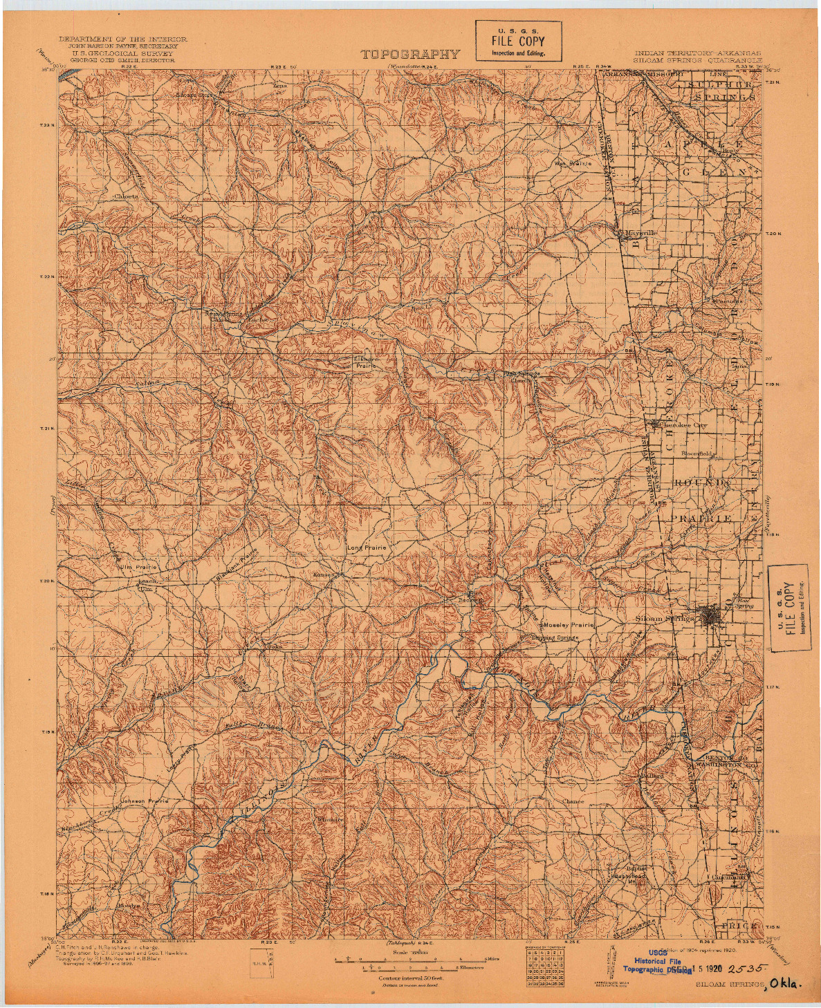 USGS 1:125000-SCALE QUADRANGLE FOR SILOAM SPRINGS, OK 1904