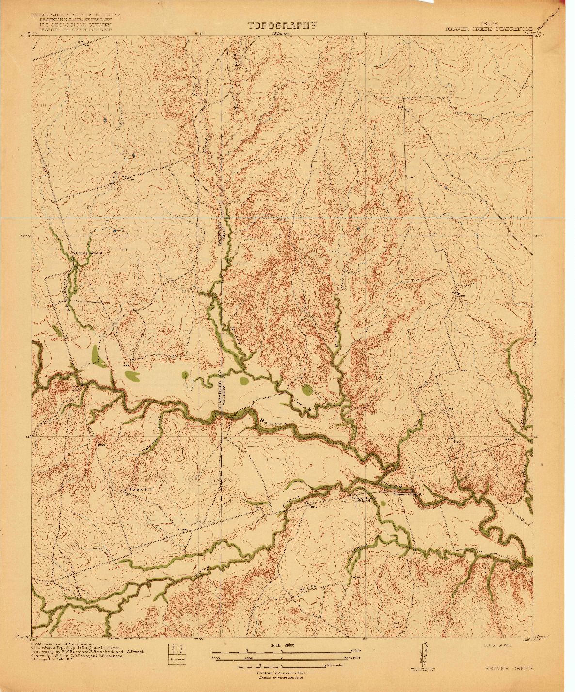 USGS 1:31680-SCALE QUADRANGLE FOR BEAVER CREEK, TX 1920