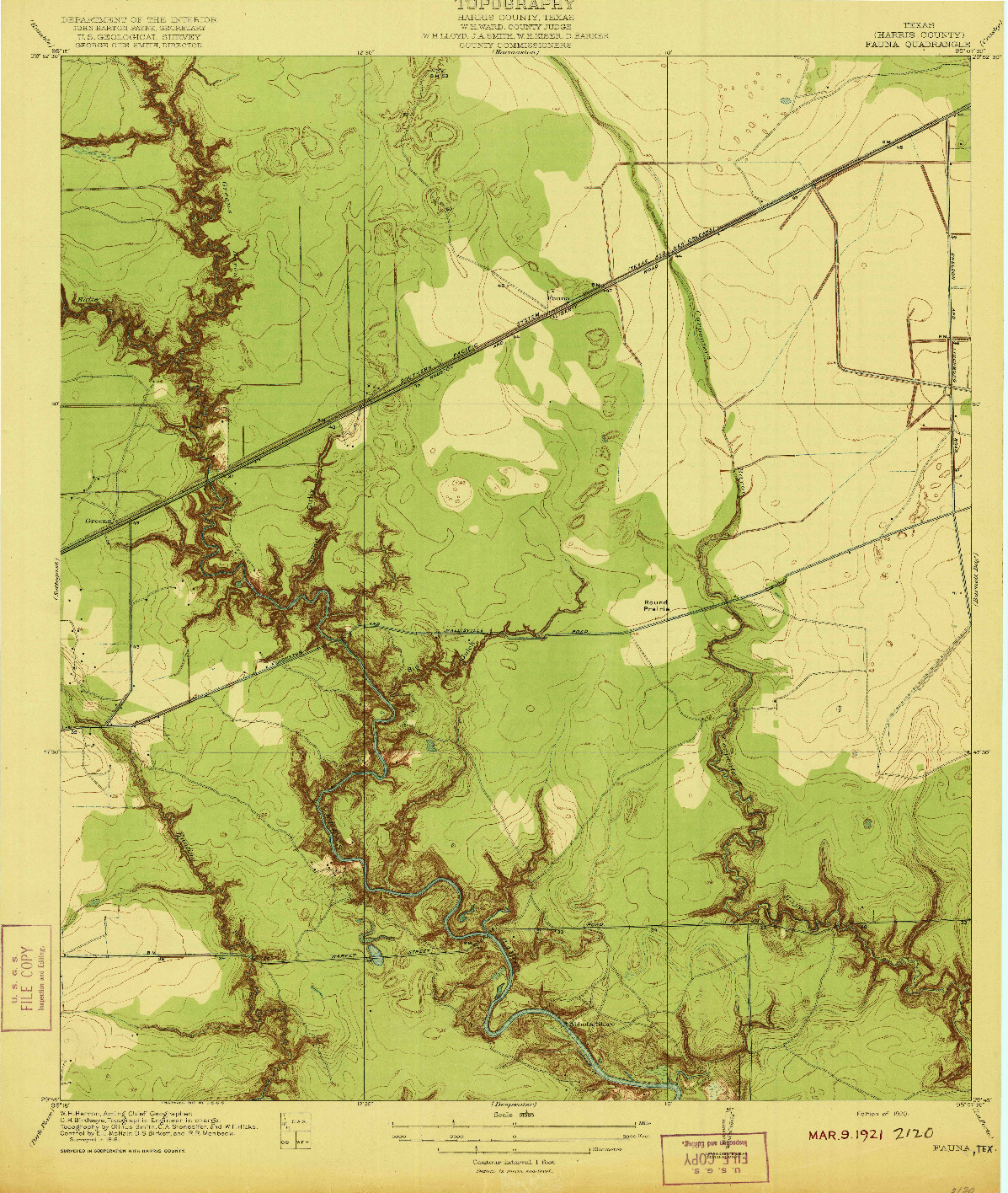 USGS 1:31680-SCALE QUADRANGLE FOR FAUNA, TX 1920