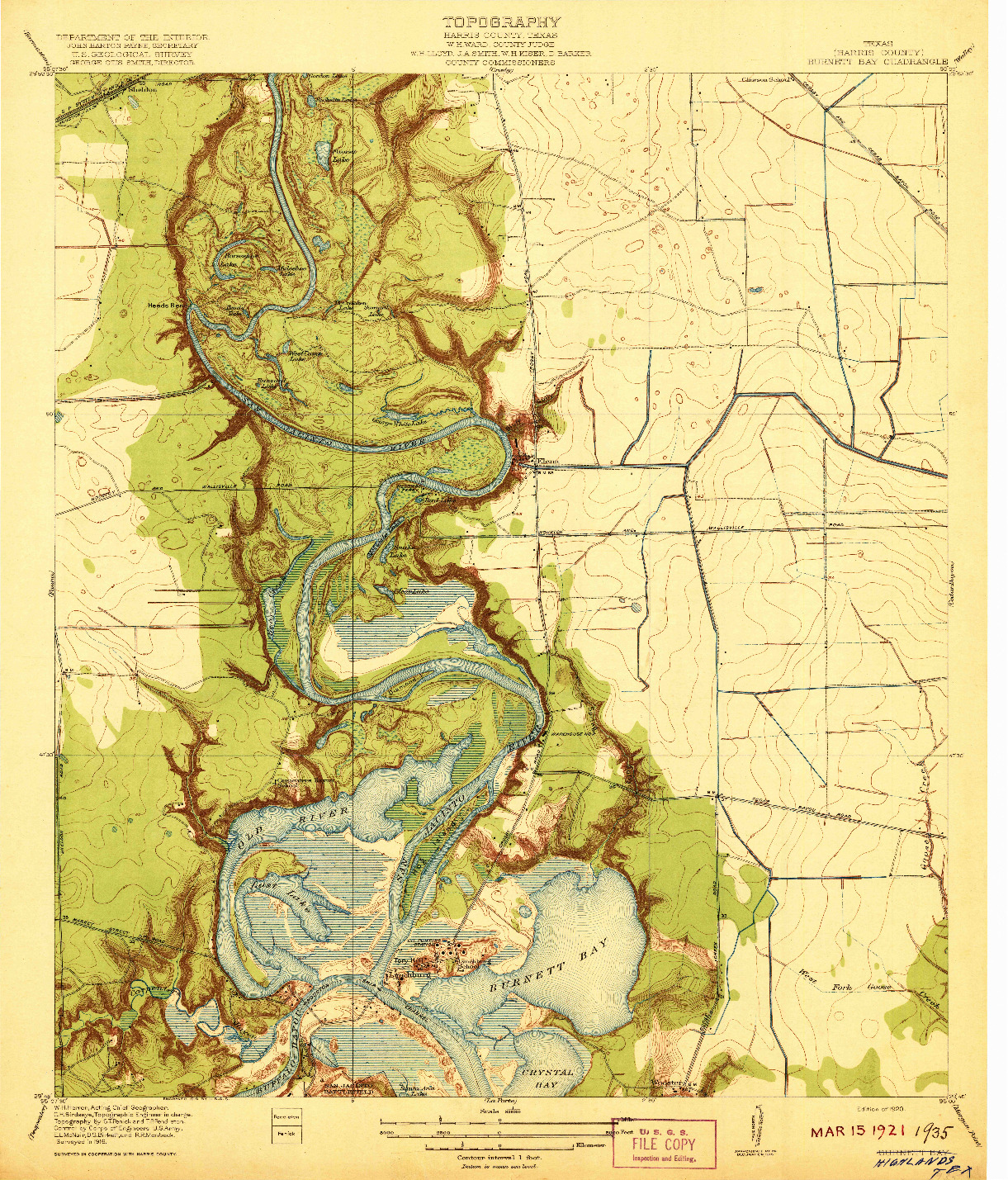 USGS 1:31680-SCALE QUADRANGLE FOR HIGHLANDS, TX 1920