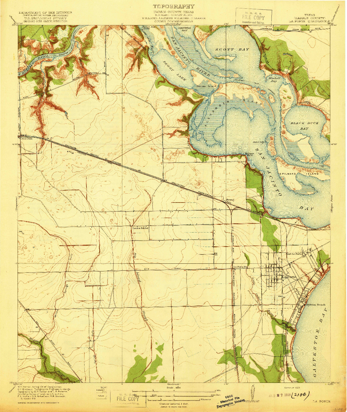 USGS 1:31680-SCALE QUADRANGLE FOR LA PORTE, TX 1920