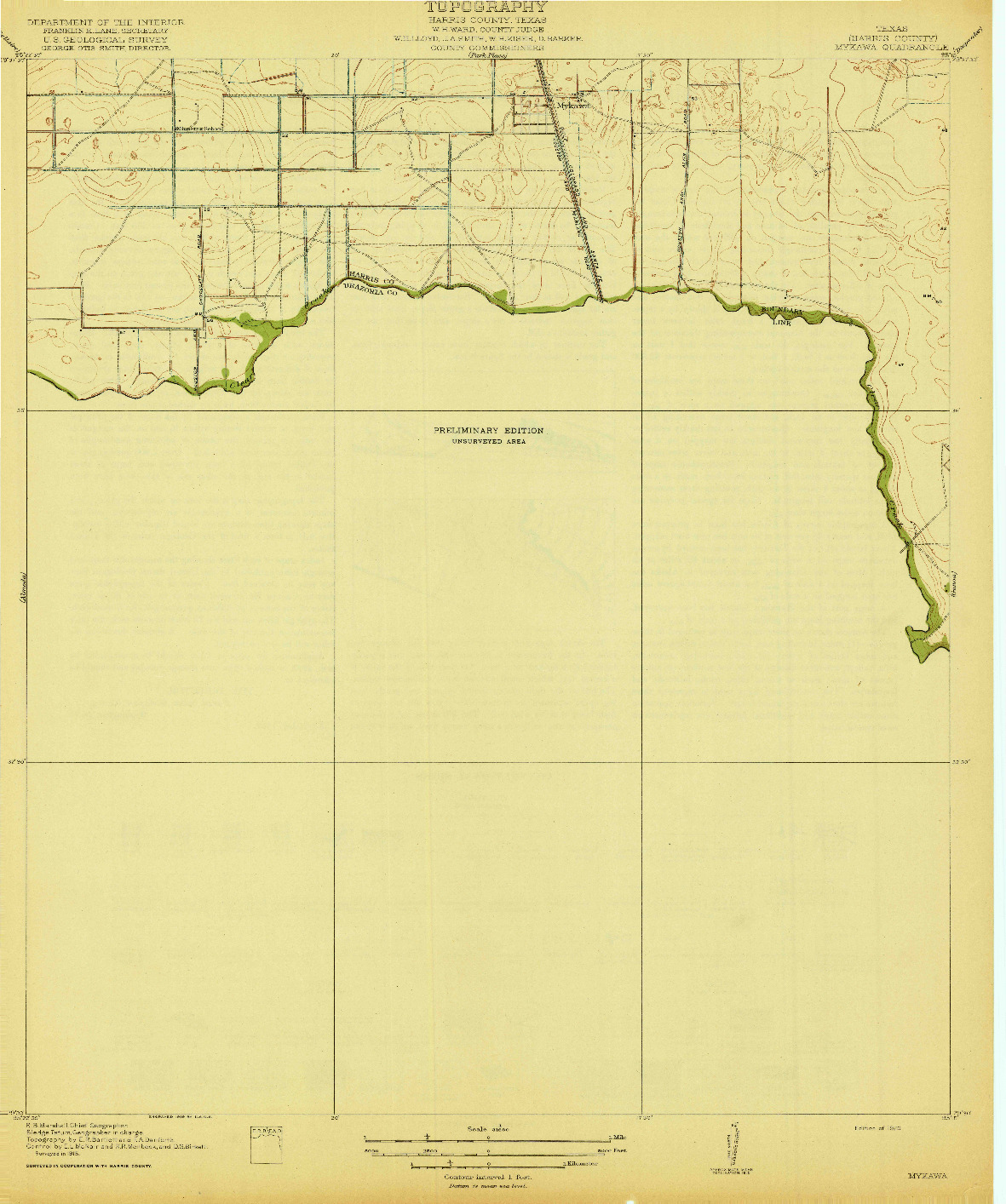 USGS 1:31680-SCALE QUADRANGLE FOR MYKAWA, TX 1920