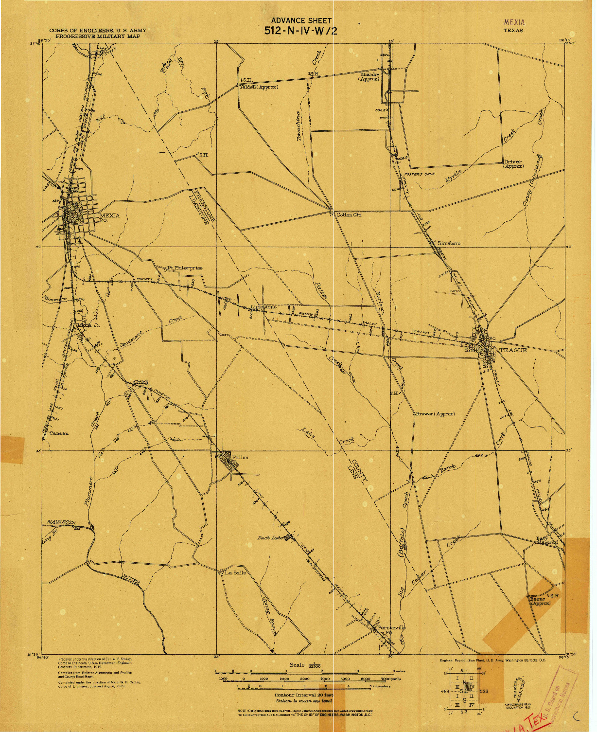 USGS 1:62500-SCALE QUADRANGLE FOR MEXIA, TX 1920