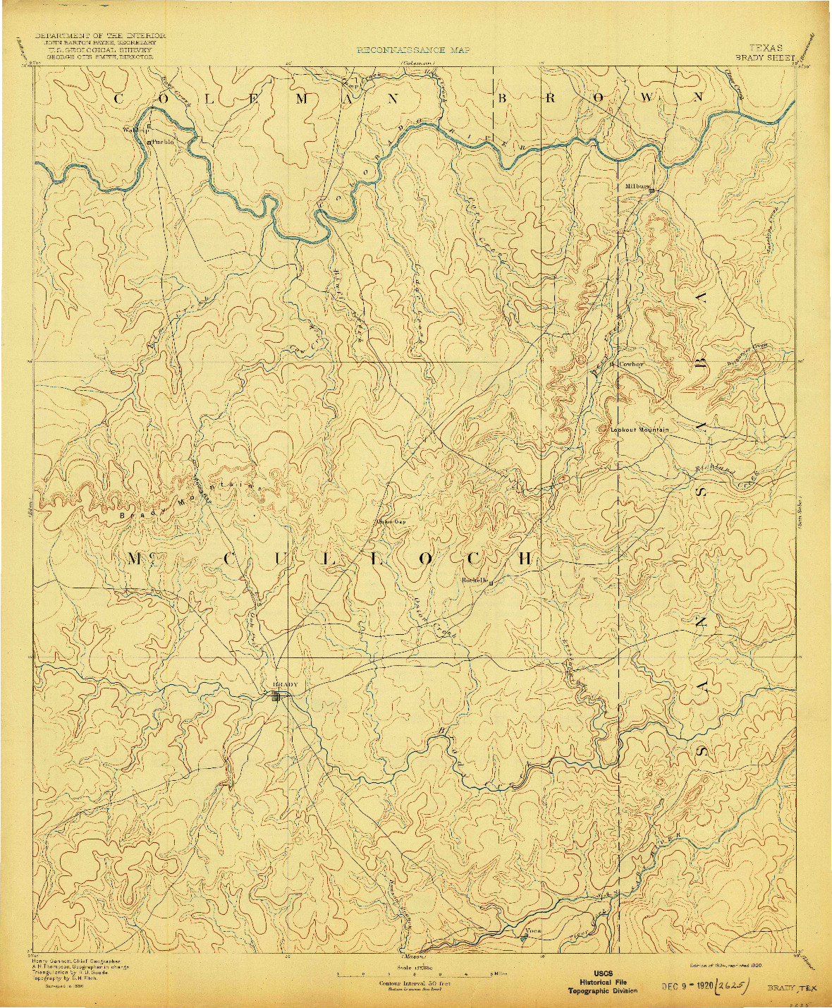 USGS 1:125000-SCALE QUADRANGLE FOR BRADY, TX 1894