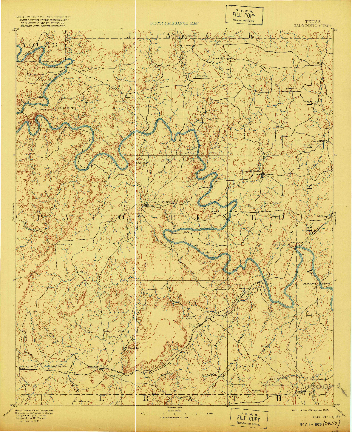 USGS 1:125000-SCALE QUADRANGLE FOR PALO PINTO, TX 1891