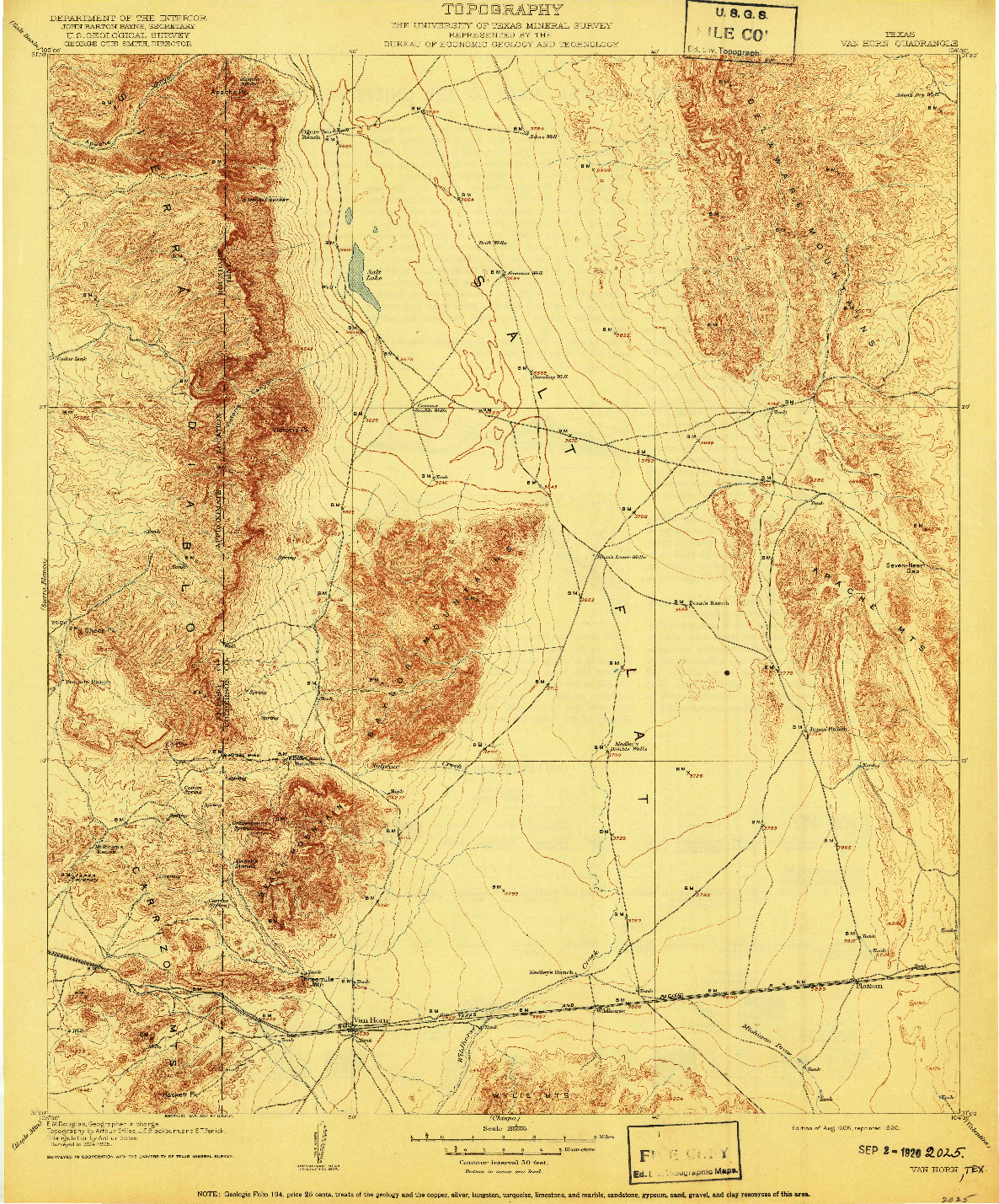 USGS 1:125000-SCALE QUADRANGLE FOR VAN HORN, TX 1906