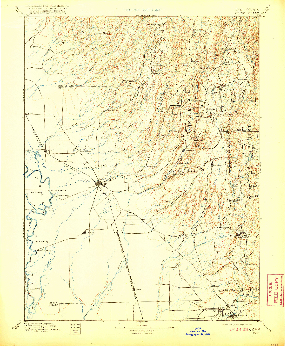 USGS 1:125000-SCALE QUADRANGLE FOR CHICO, CA 1895