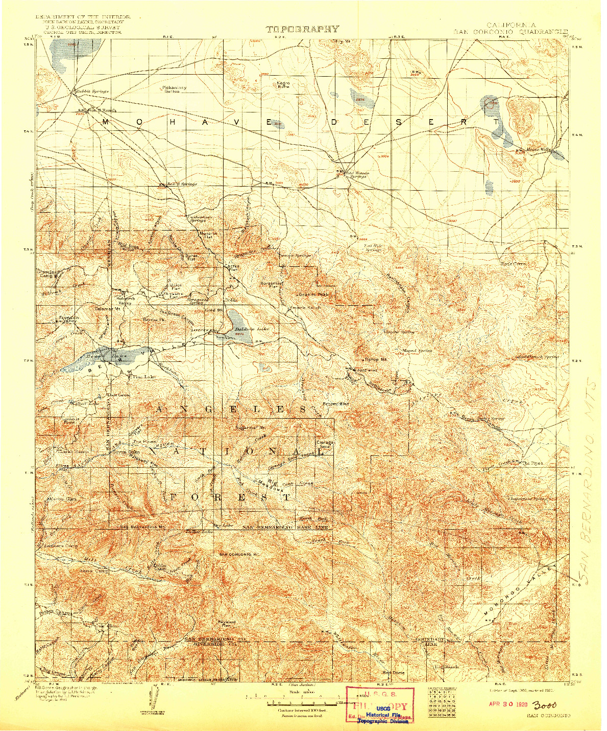 USGS 1:125000-SCALE QUADRANGLE FOR SAN GORGONIO, CA 1902