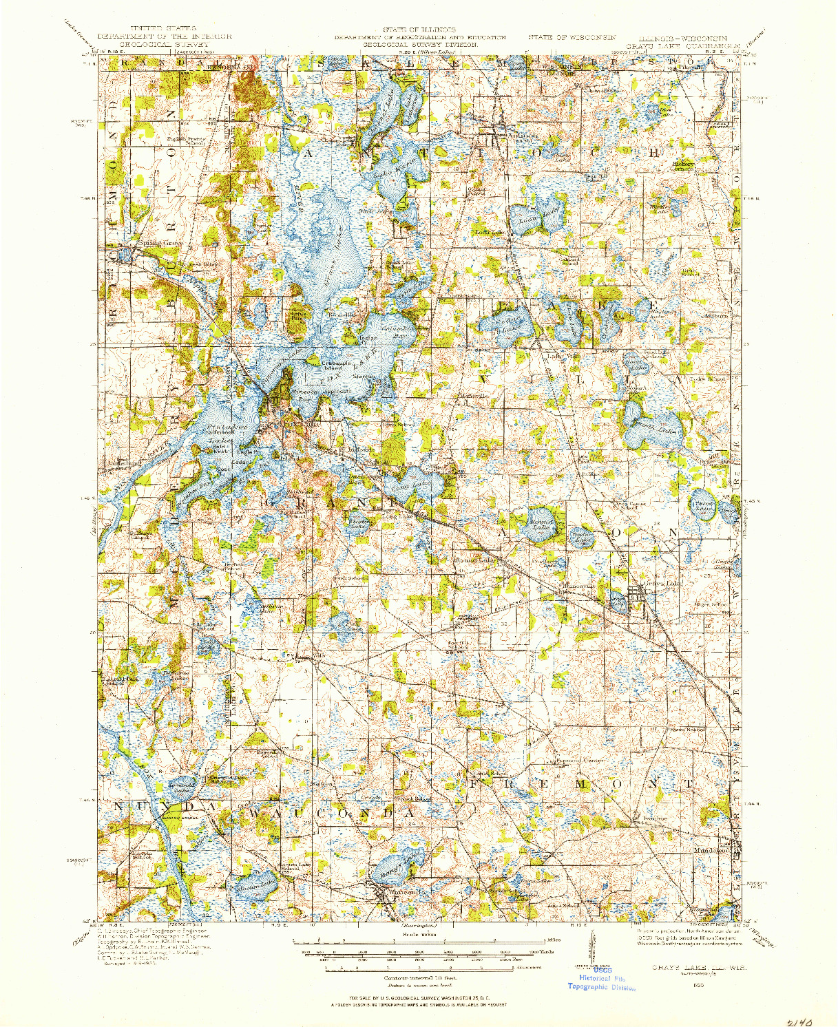 USGS 1:62500-SCALE QUADRANGLE FOR GRAYS LAKE, IL 1920