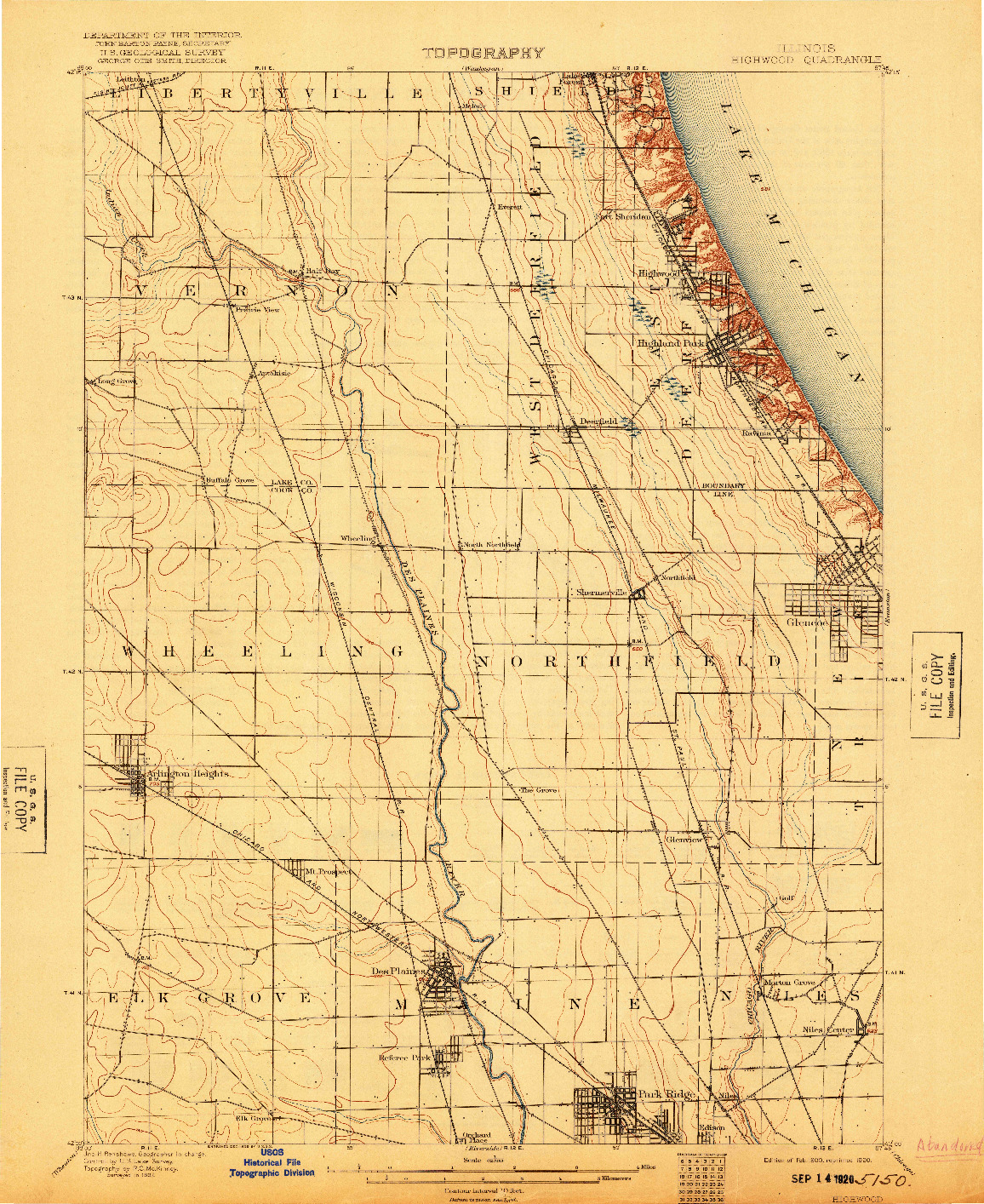 USGS 1:62500-SCALE QUADRANGLE FOR HIGHWOOD, IL 1900