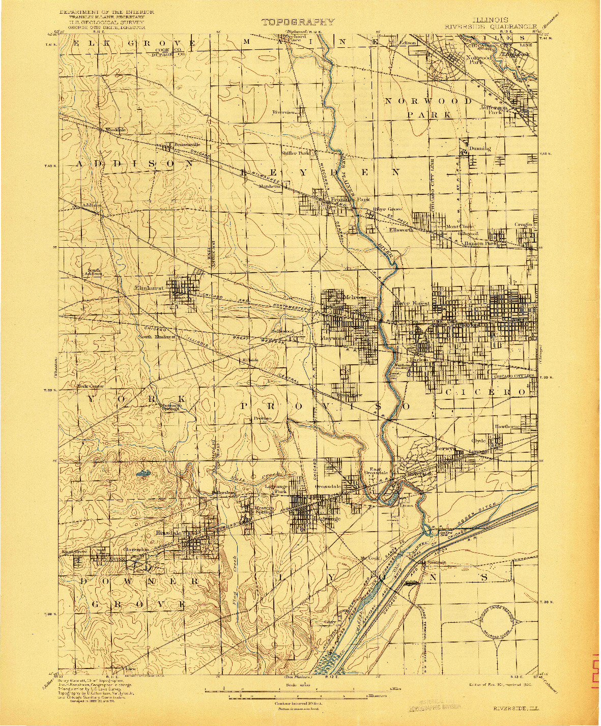 USGS 1:62500-SCALE QUADRANGLE FOR RIVERSIDE, IL 1901