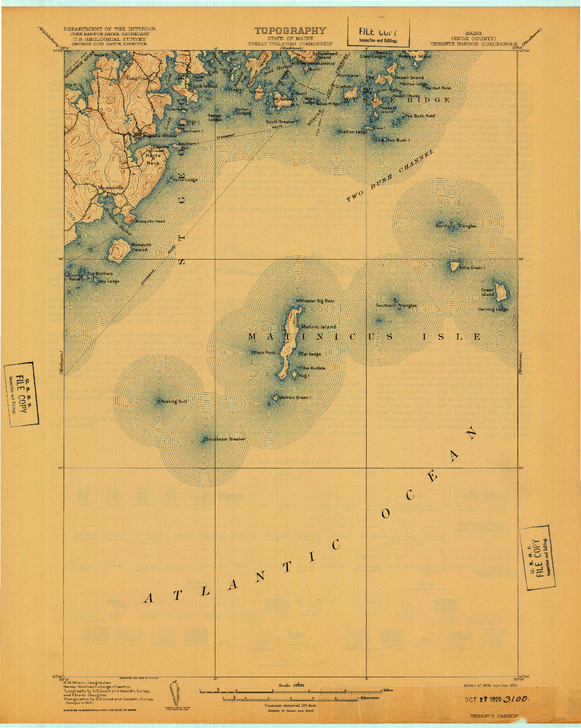 USGS 1:62500-SCALE QUADRANGLE FOR TENANTS HARBOR, ME 1906