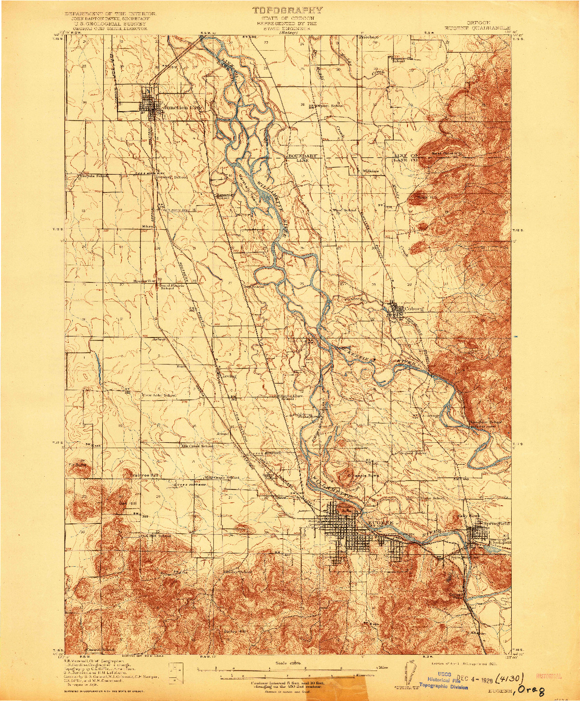 USGS 1:62500-SCALE QUADRANGLE FOR EUGENE, OR 1910