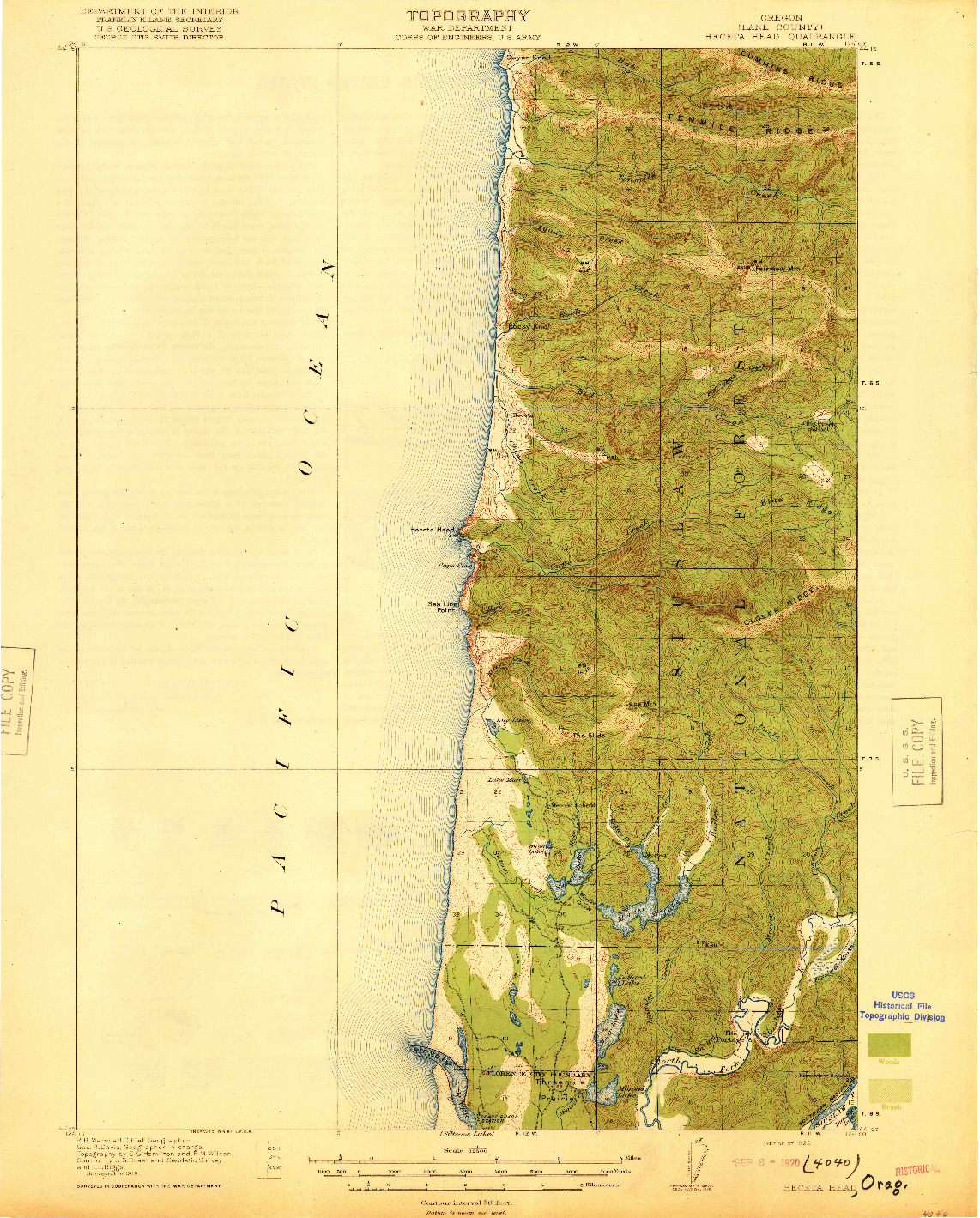 USGS 1:62500-SCALE QUADRANGLE FOR HECETA HEAD, OR 1920