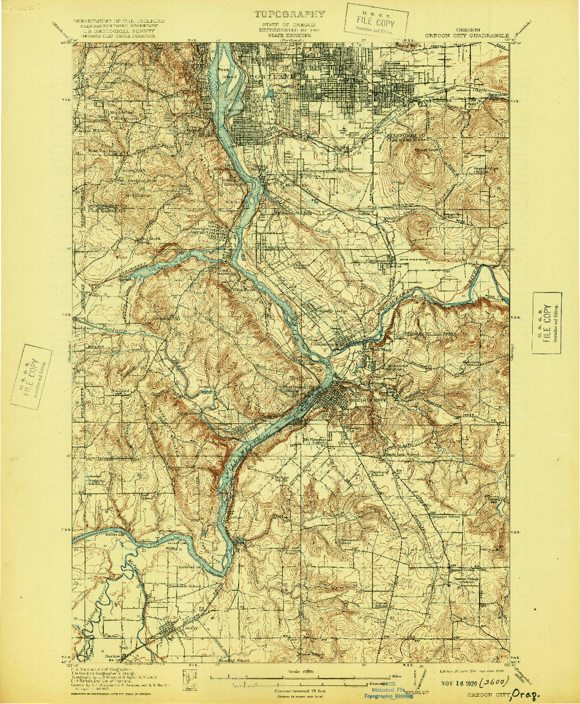 USGS 1:62500-SCALE QUADRANGLE FOR OREGON CITY, OR 1914