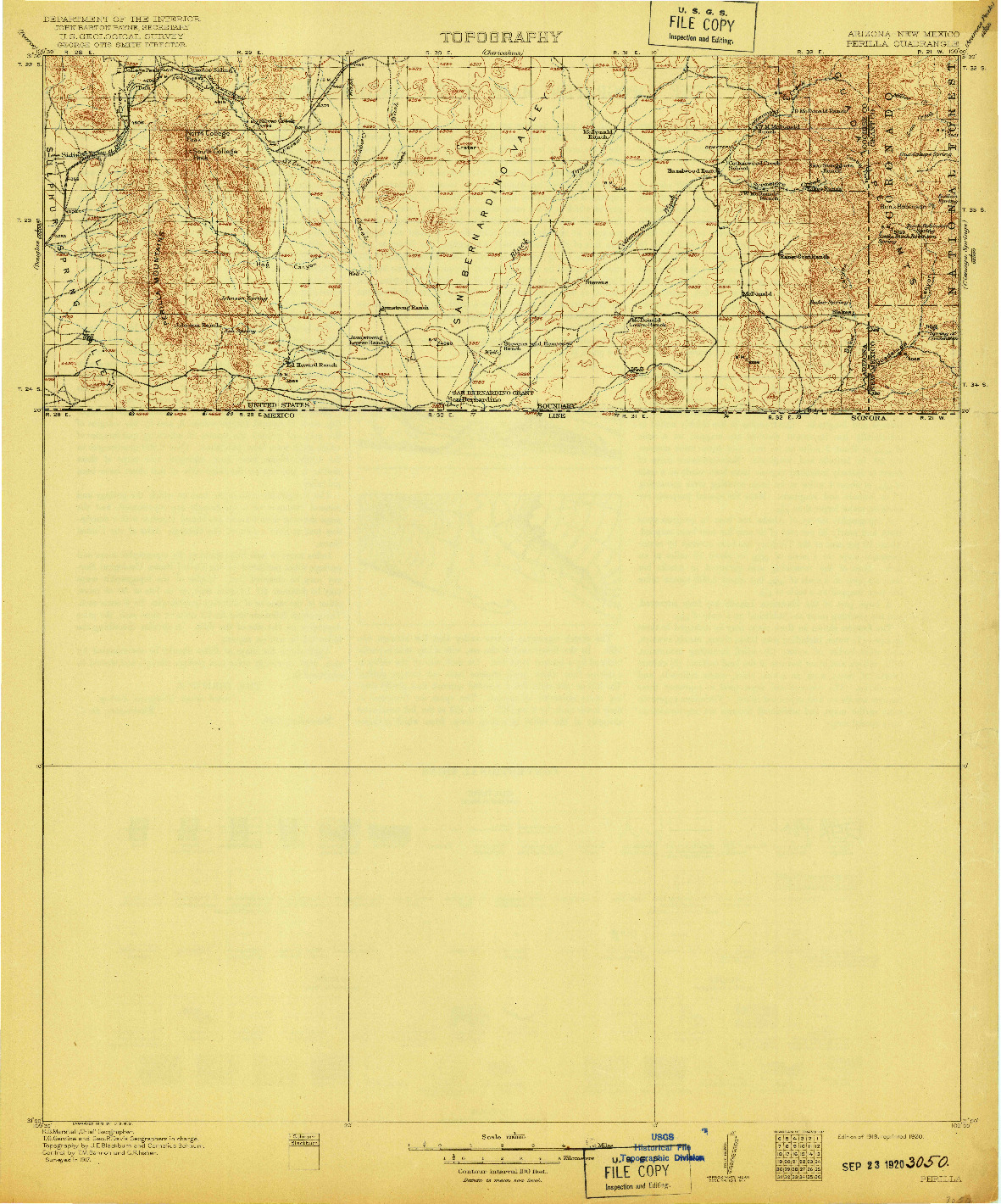 USGS 1:125000-SCALE QUADRANGLE FOR PERILLA, AZ 1919