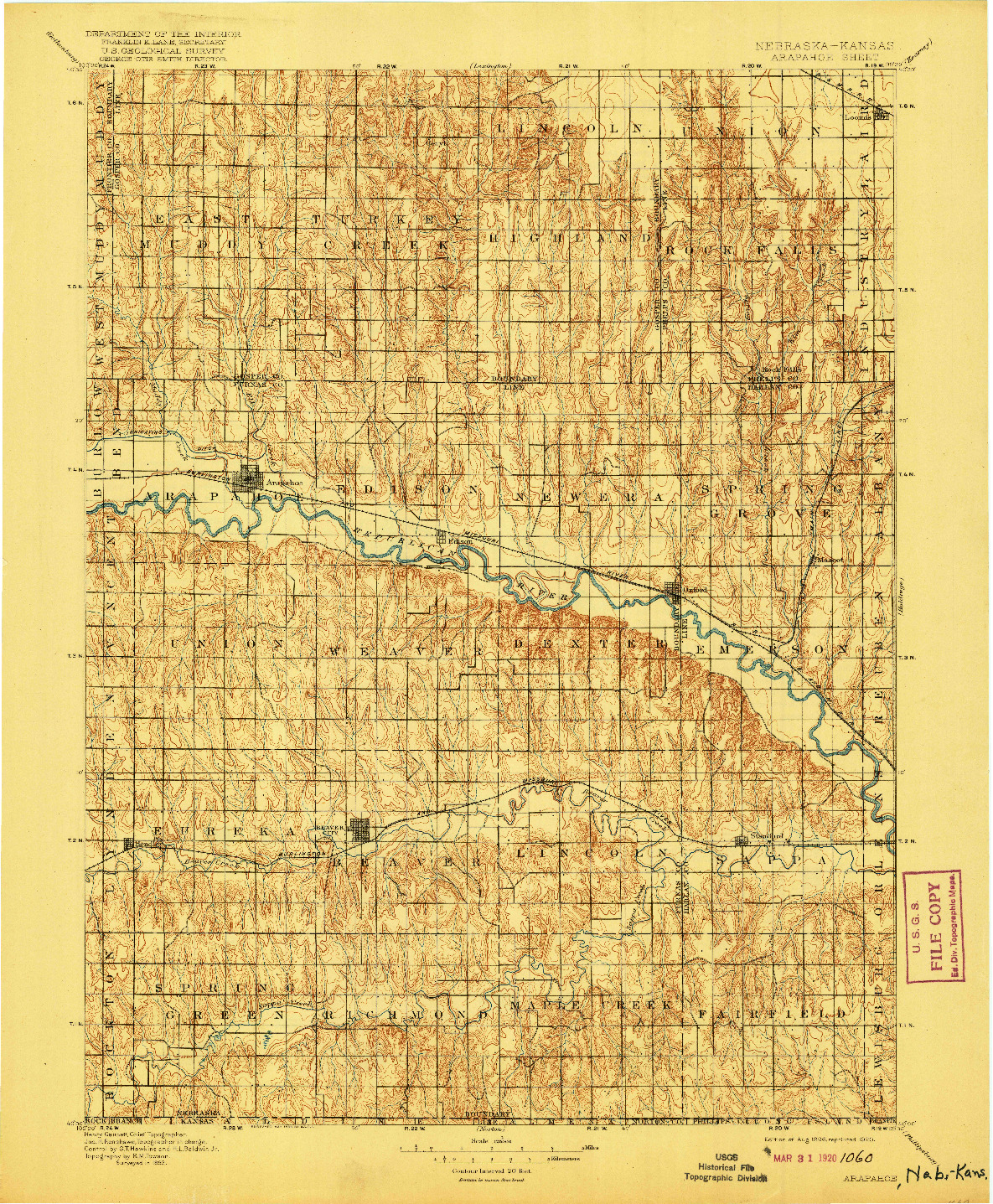 USGS 1:125000-SCALE QUADRANGLE FOR ARAPAHOE, NE 1898